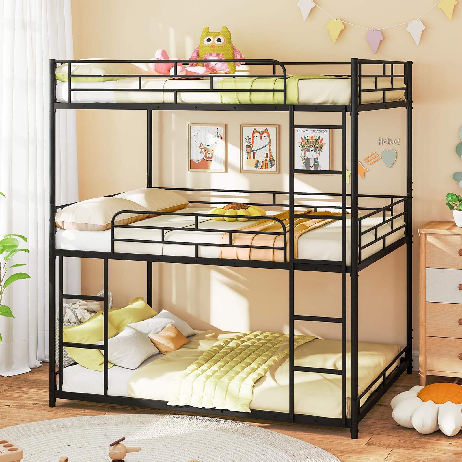 KOMFOTT Heavy-Duty Metal Triple Bunk Bed