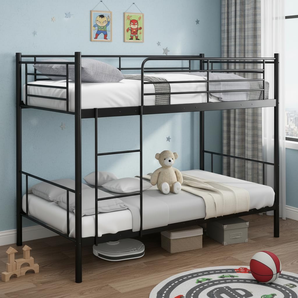 KOMFOTT Metal Twin Over Twin Bunk Bed Heavy-Duty Metal Bunk Bed Fame
