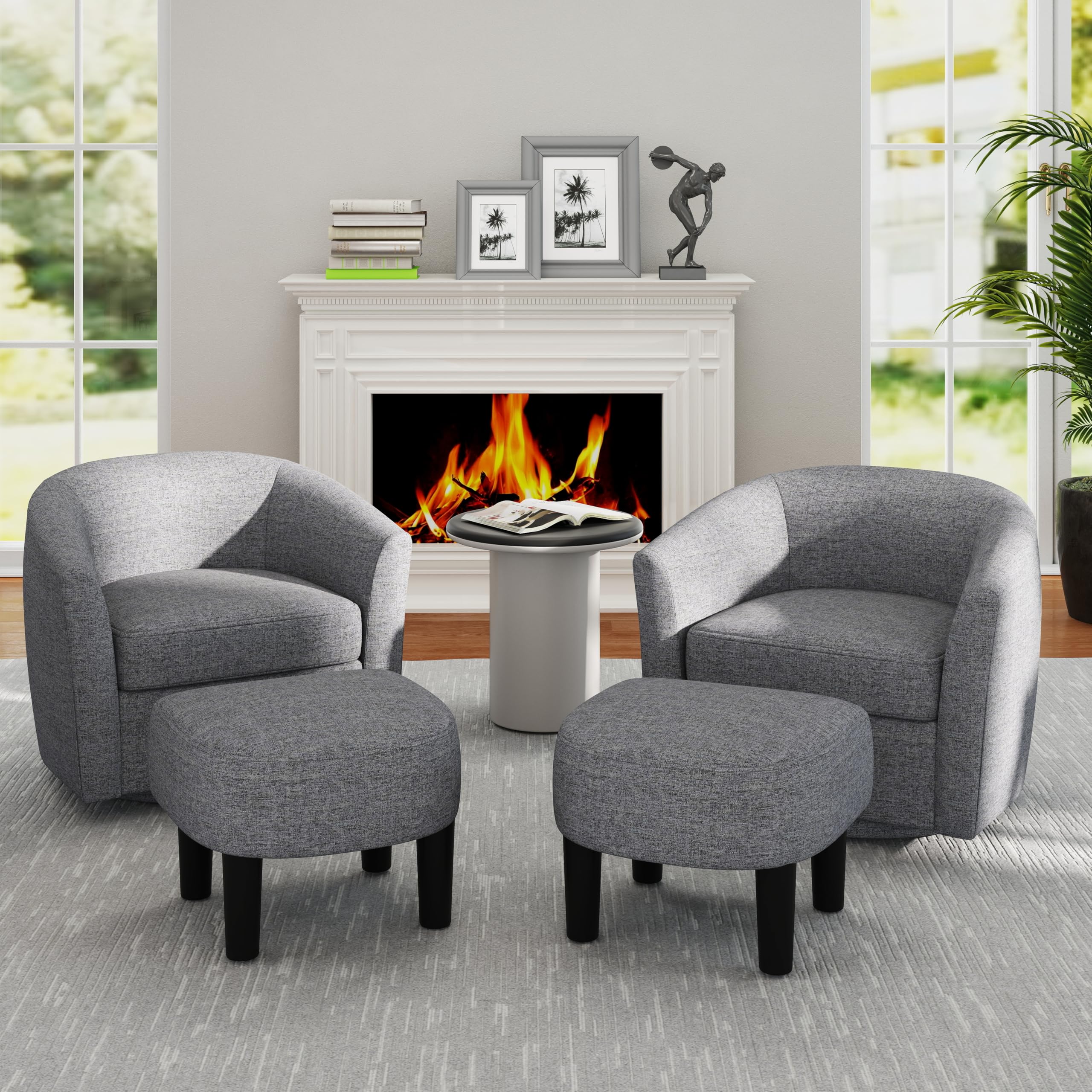 KOMFOTT Swivel Barrel Chair with Ottoman