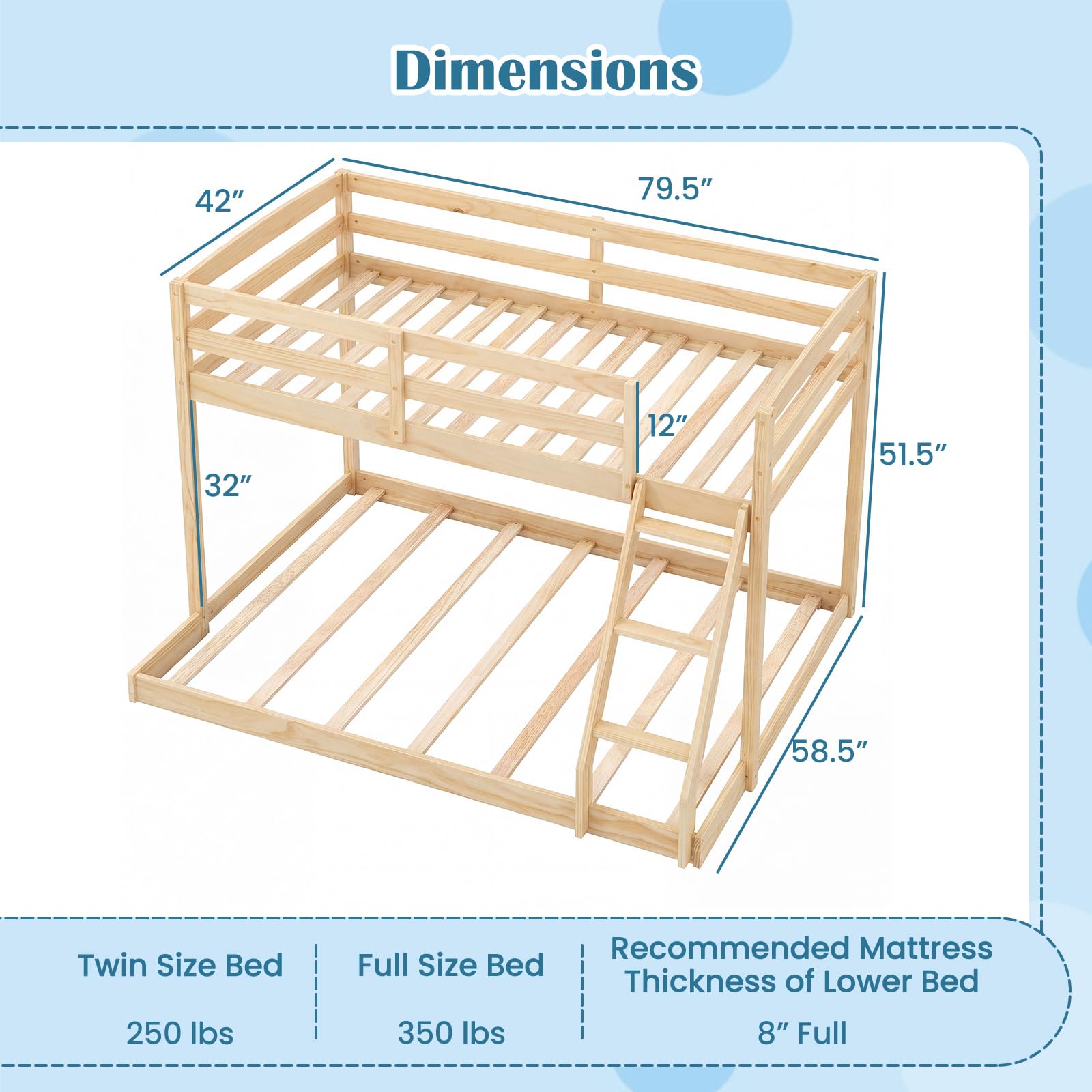 KOMFOTT Low Bunk Bed Twin Over Full
