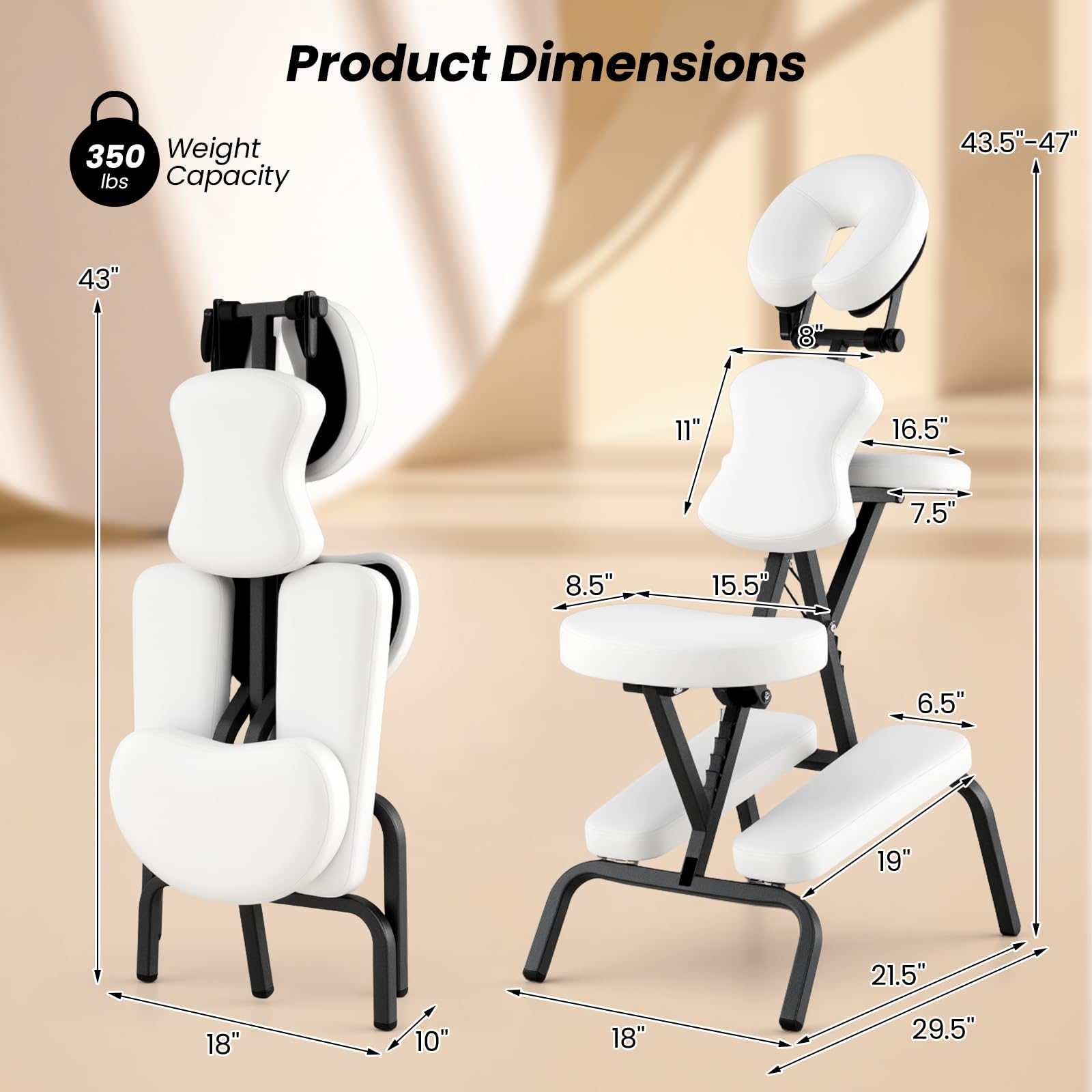 KOMFOTT Portable Light Weight Massage Chair, Travel Massage Tattoo Spa Chair w/Carrying Bag