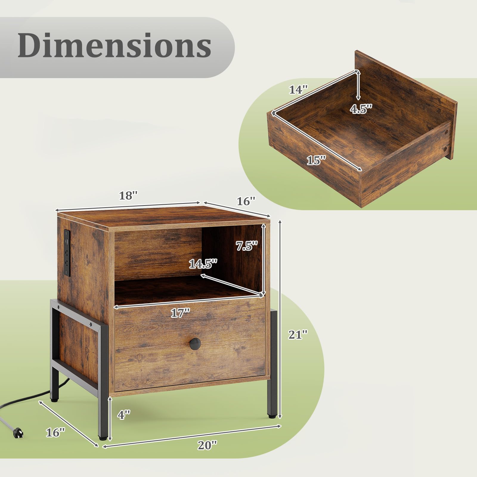 KOMFOTT Nightstand with Charging Station（1/2）