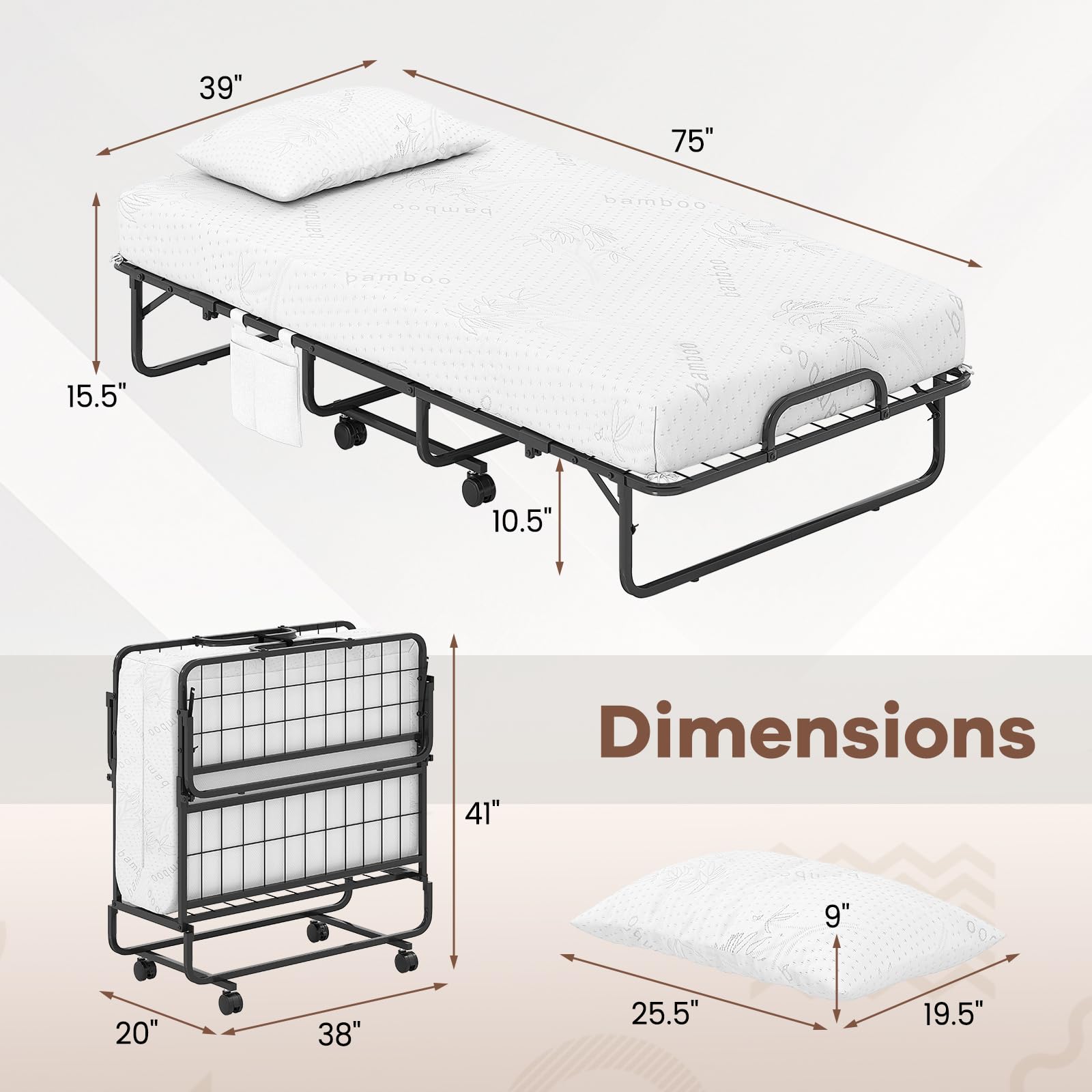 KOMFOTT Folding Bed with 5" Mattress