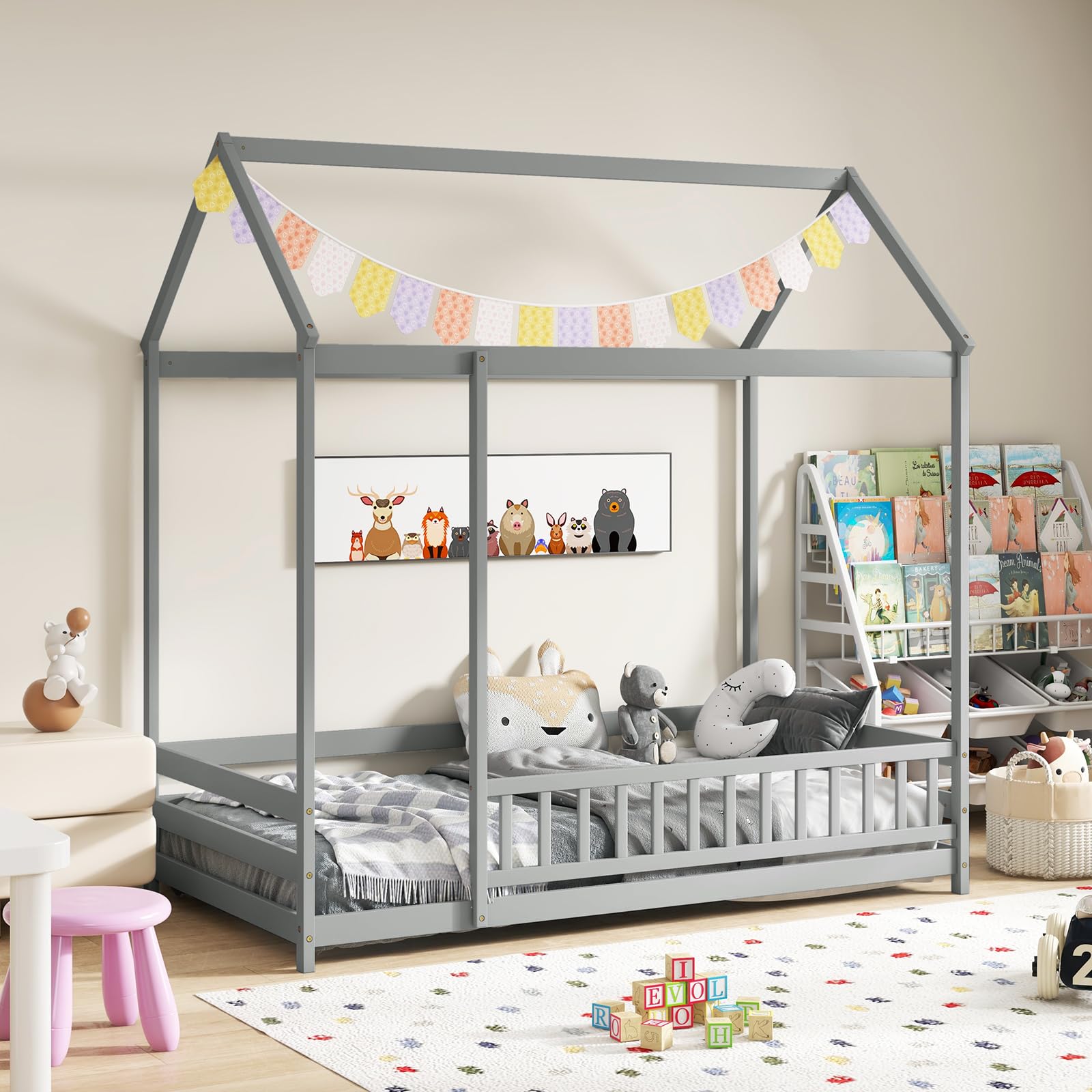KOMFOTT Twin Size Floor House Bed