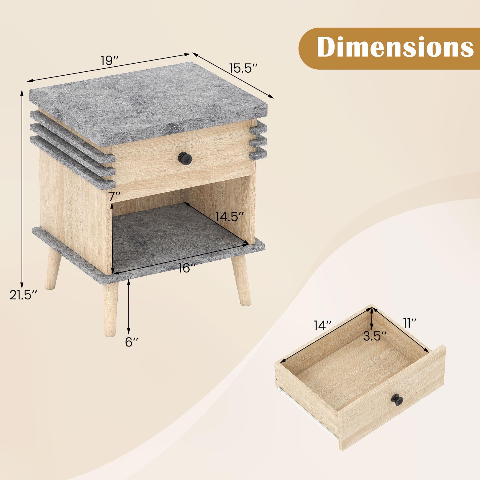 KOMFOTT Nightstand with Drawer
