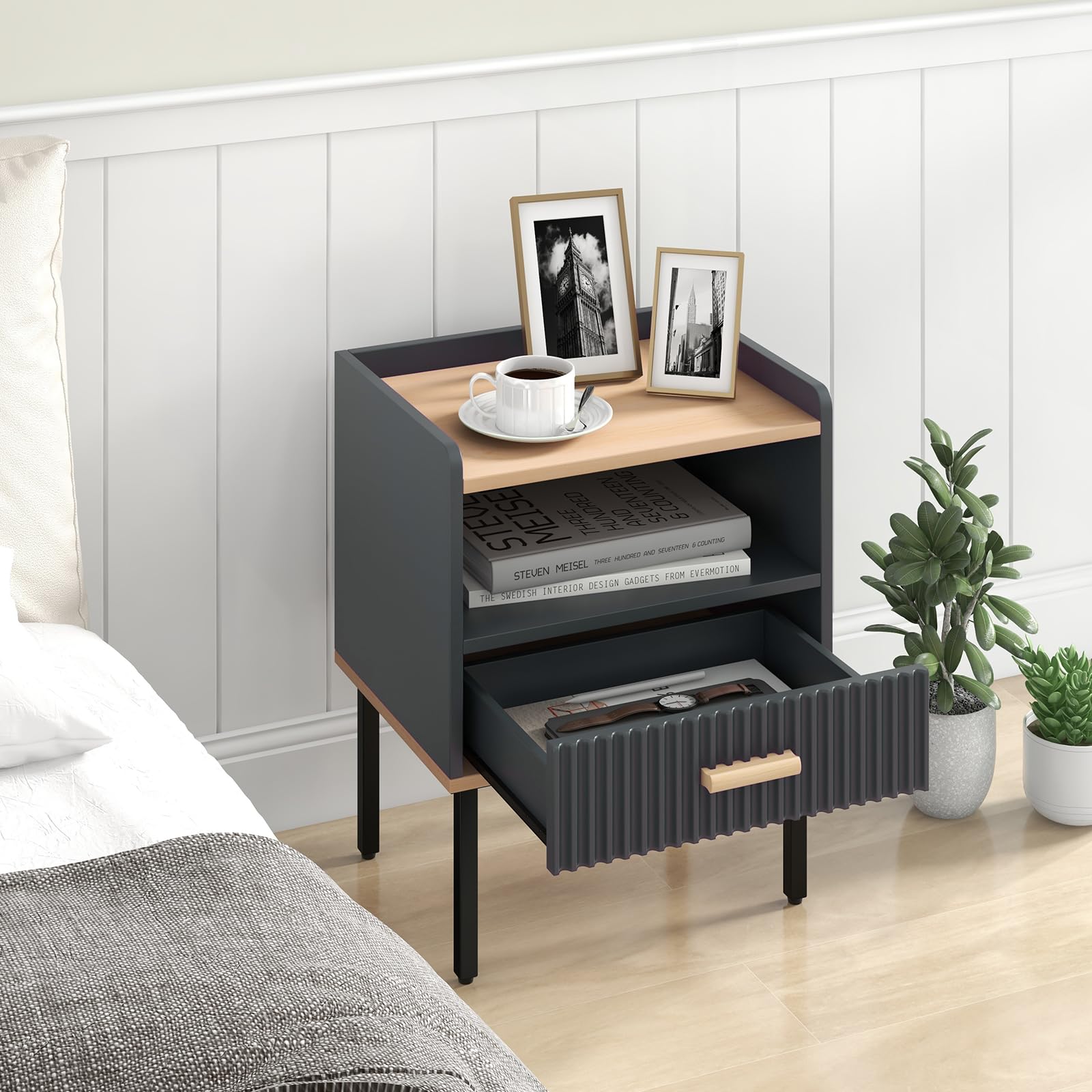 KOMFOTT Modern Nightstand with Drawer