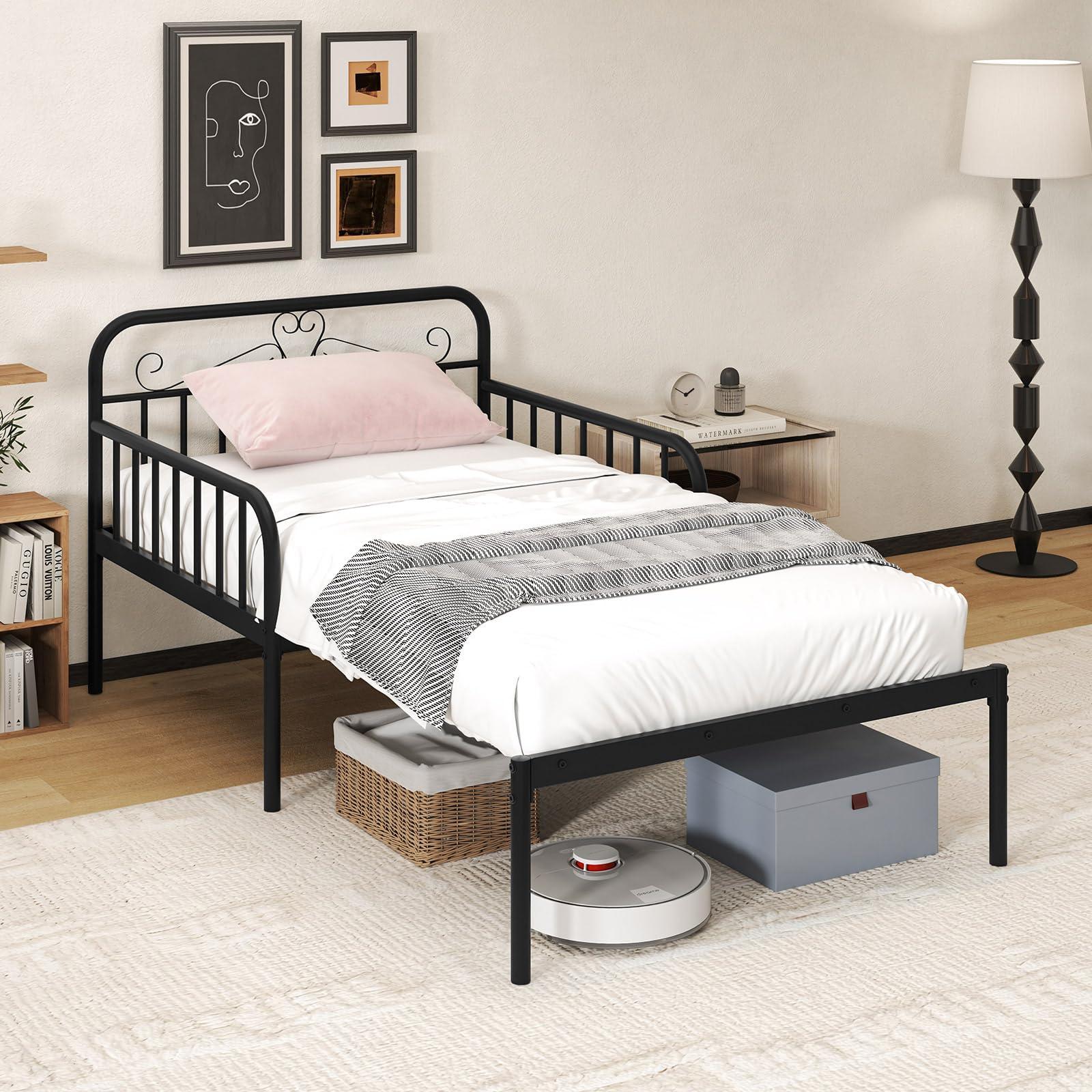 KOMFOTT Twin Size Metal Daybed Heavy Duty Slats Support Sofa Bed