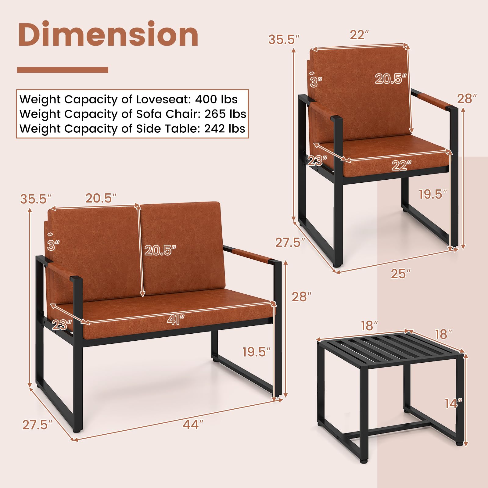 KOMFOTT 5 Pieces Living Room Sofa Set