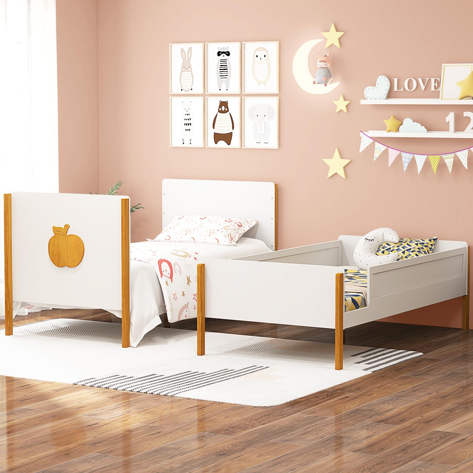 KOMFOTT Twin Over Twin Bunk Bed Solid Wood Bunk Bed Frame