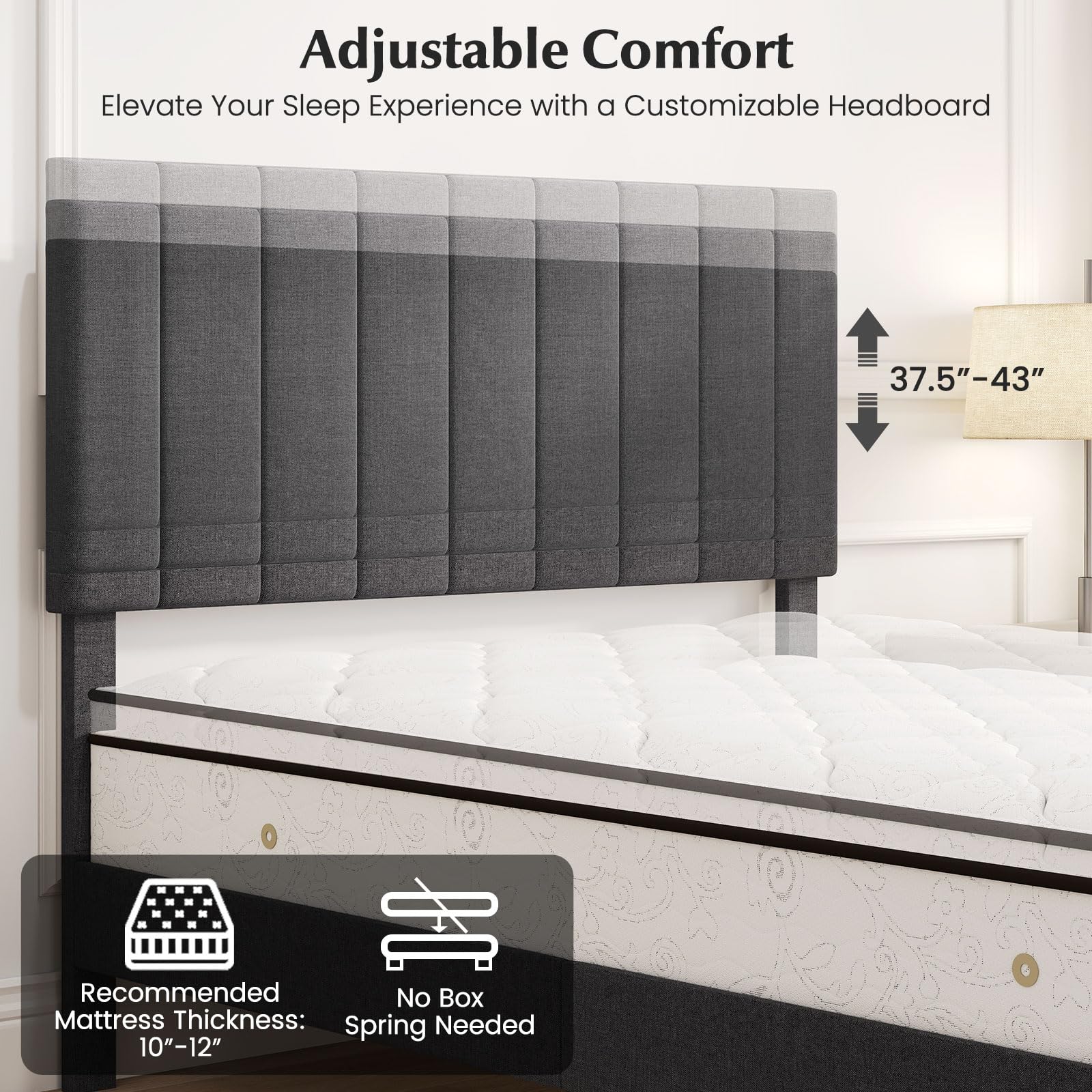 KOMFOTT Linen Upholstered Bed Frame