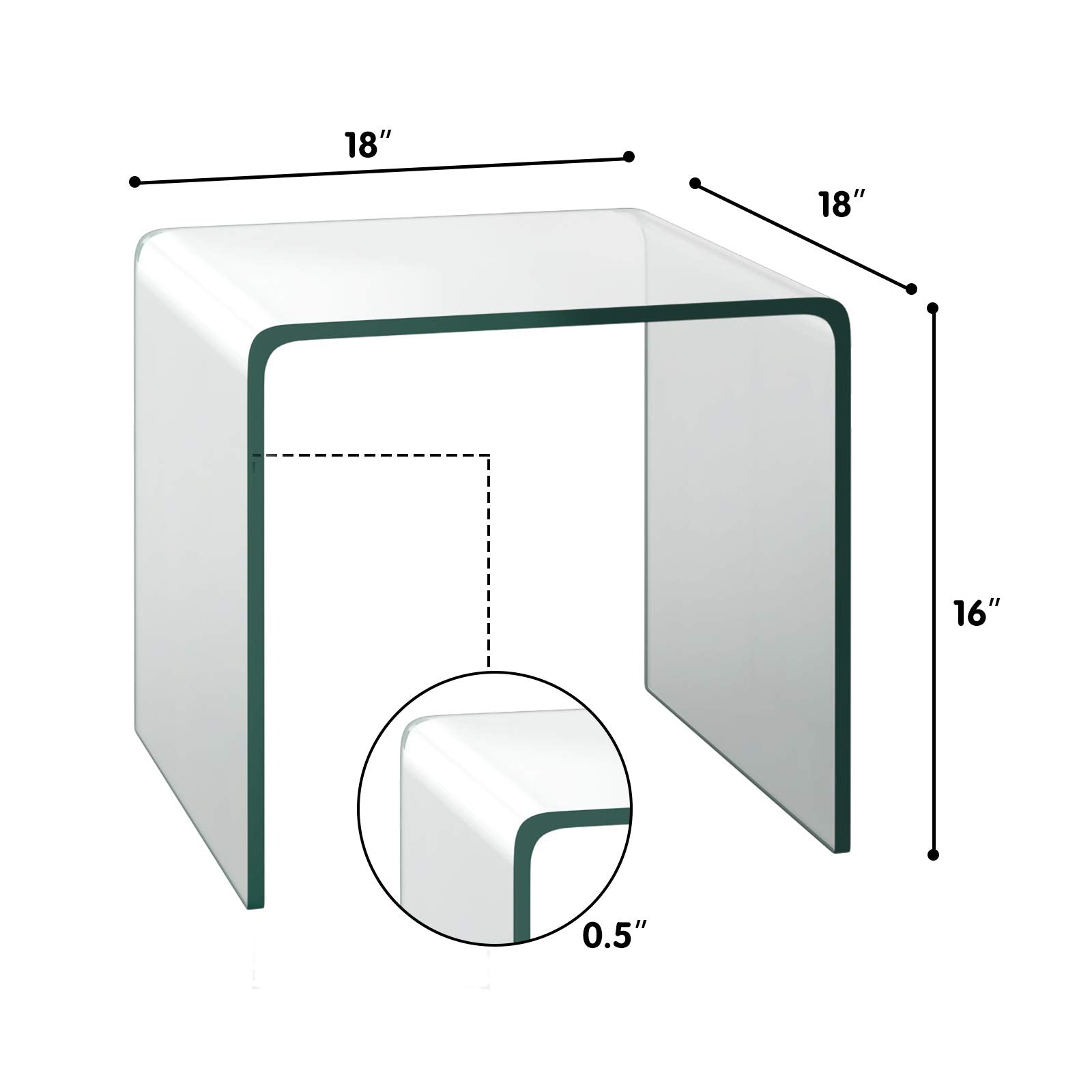 KOMFOTT Transparent Glass End Tables Compact Sofa Bed Side Table