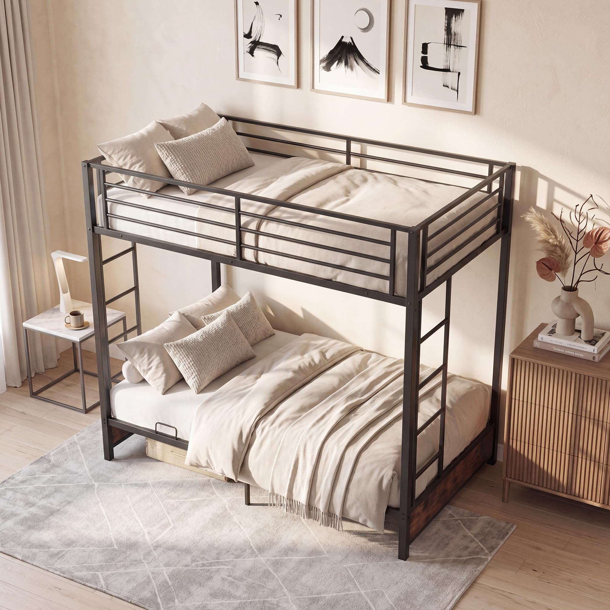 KOMFOTT Metal Twin Over Futon Bunk Bed