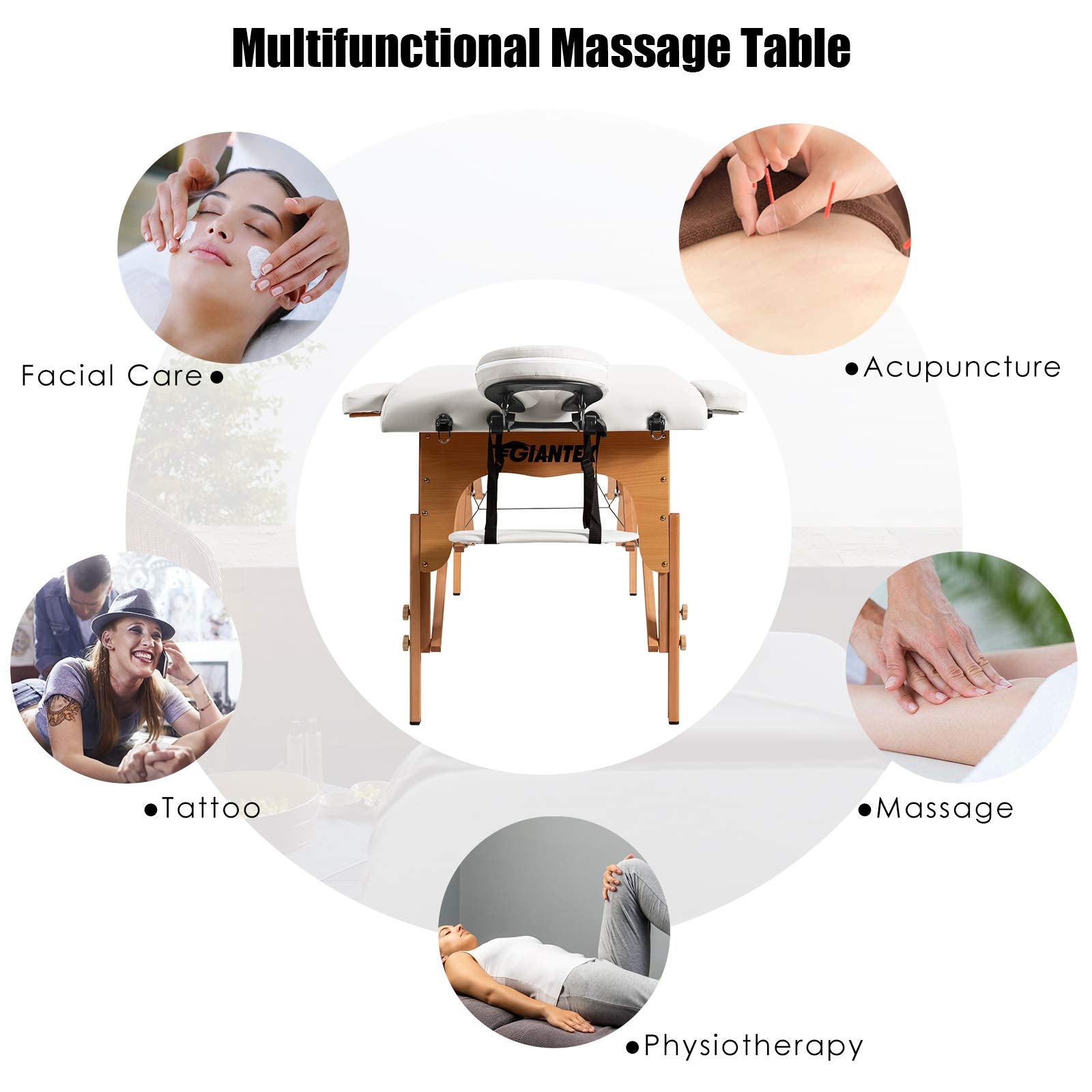 KOMFOTT Portable Massage Table Lash Bed, Massage Bed Spa Bed Height Adjustable w/Face Cradle & Carry Case