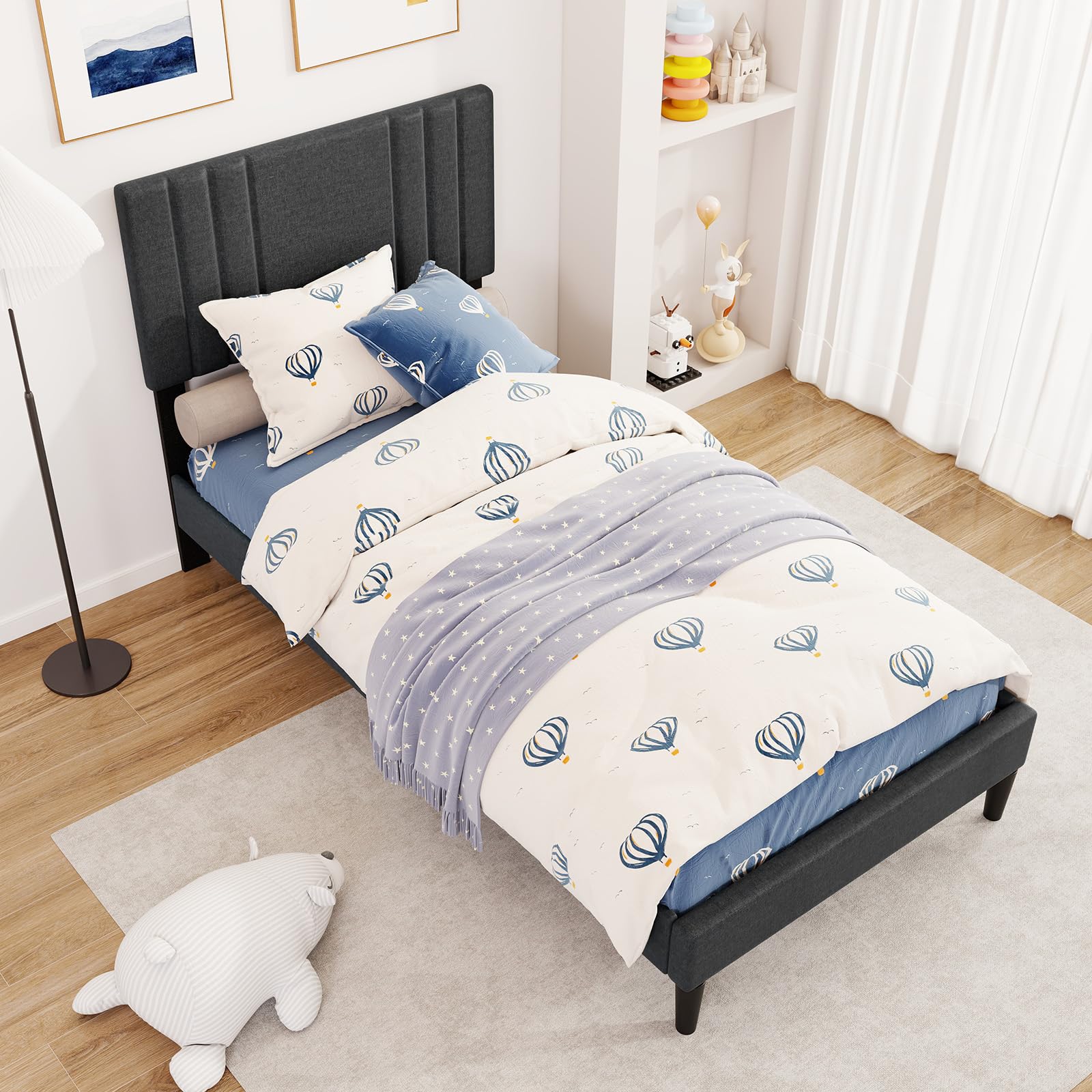 KOMFOTT Upholstered Platform Bed Frame(Vertical Channel Tufted)