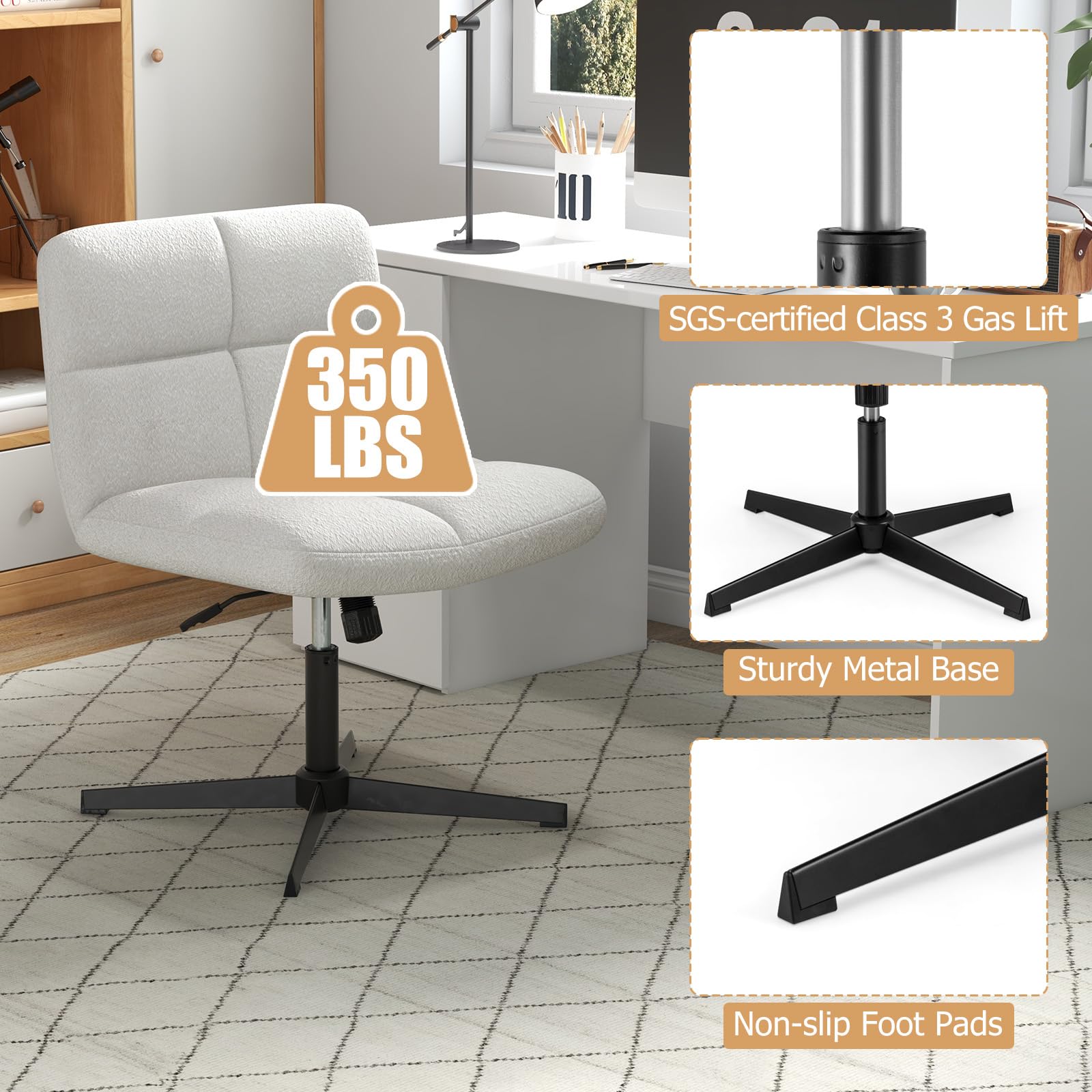 KOMFOTT Criss Cross Chair, Height Adjustable Computer Swivel Office Chair