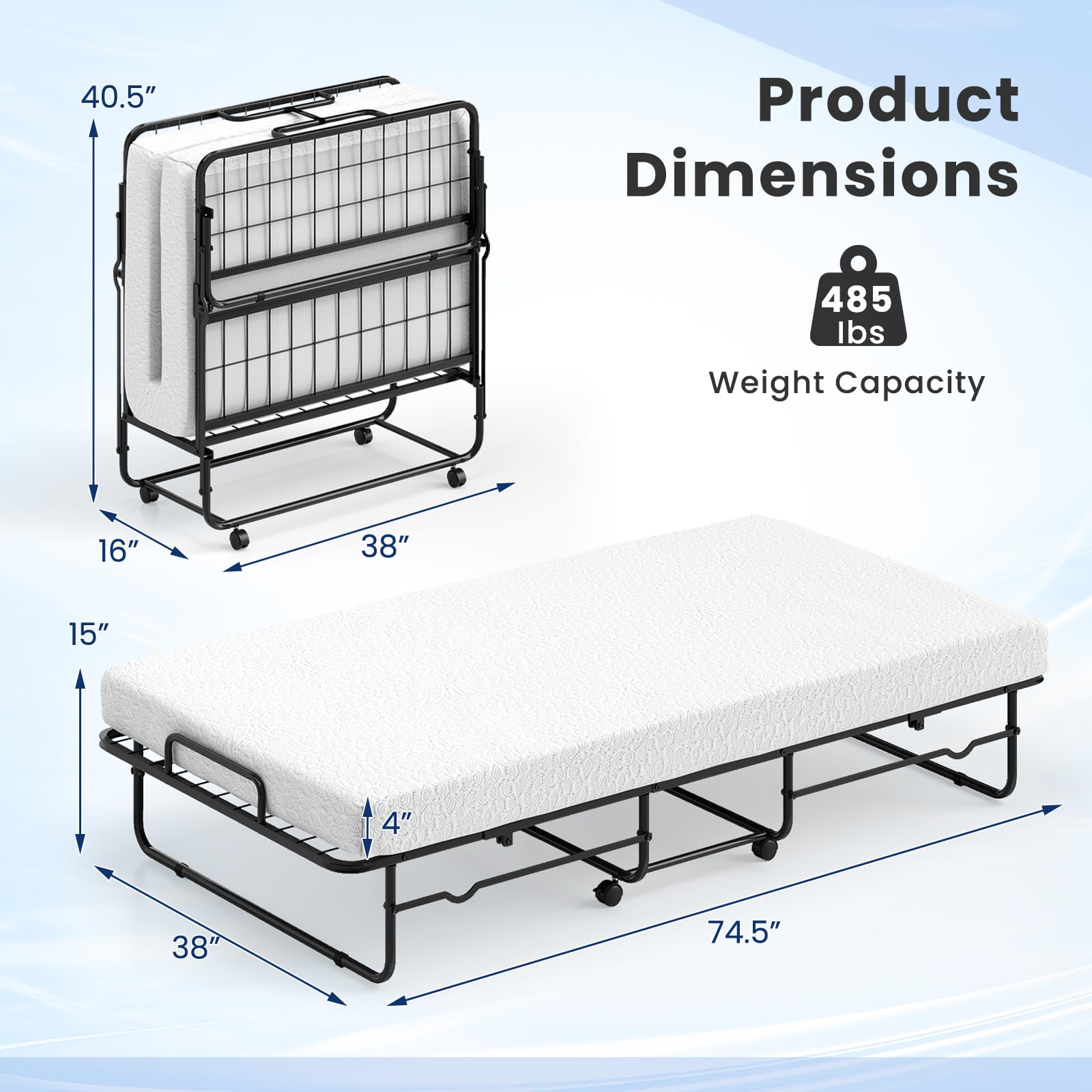 KOMFOTT Folding Bed with Mattress（Twin）