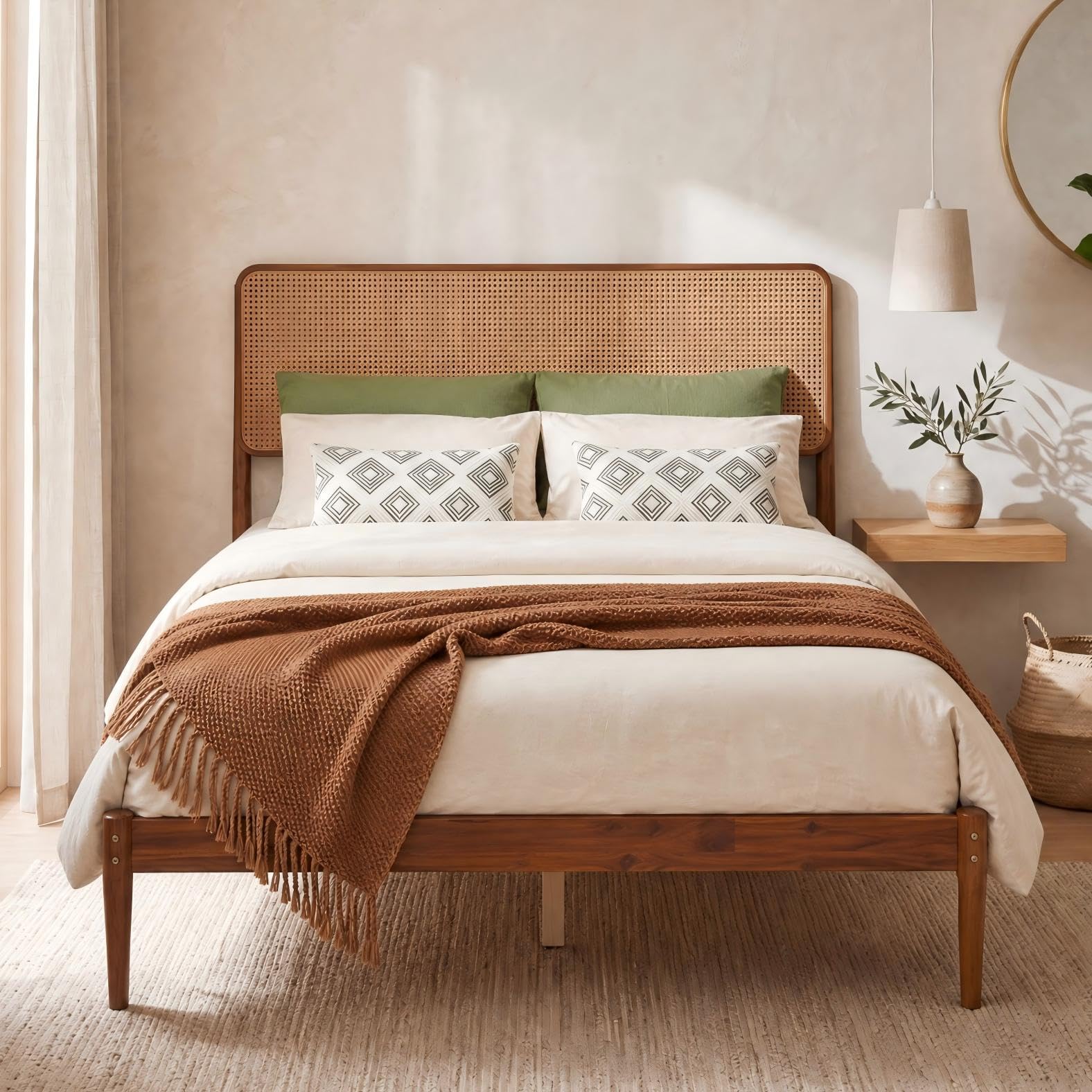 KOMFOTT Queen/Full/Twin Size Bed Frame Wood Platform Bed