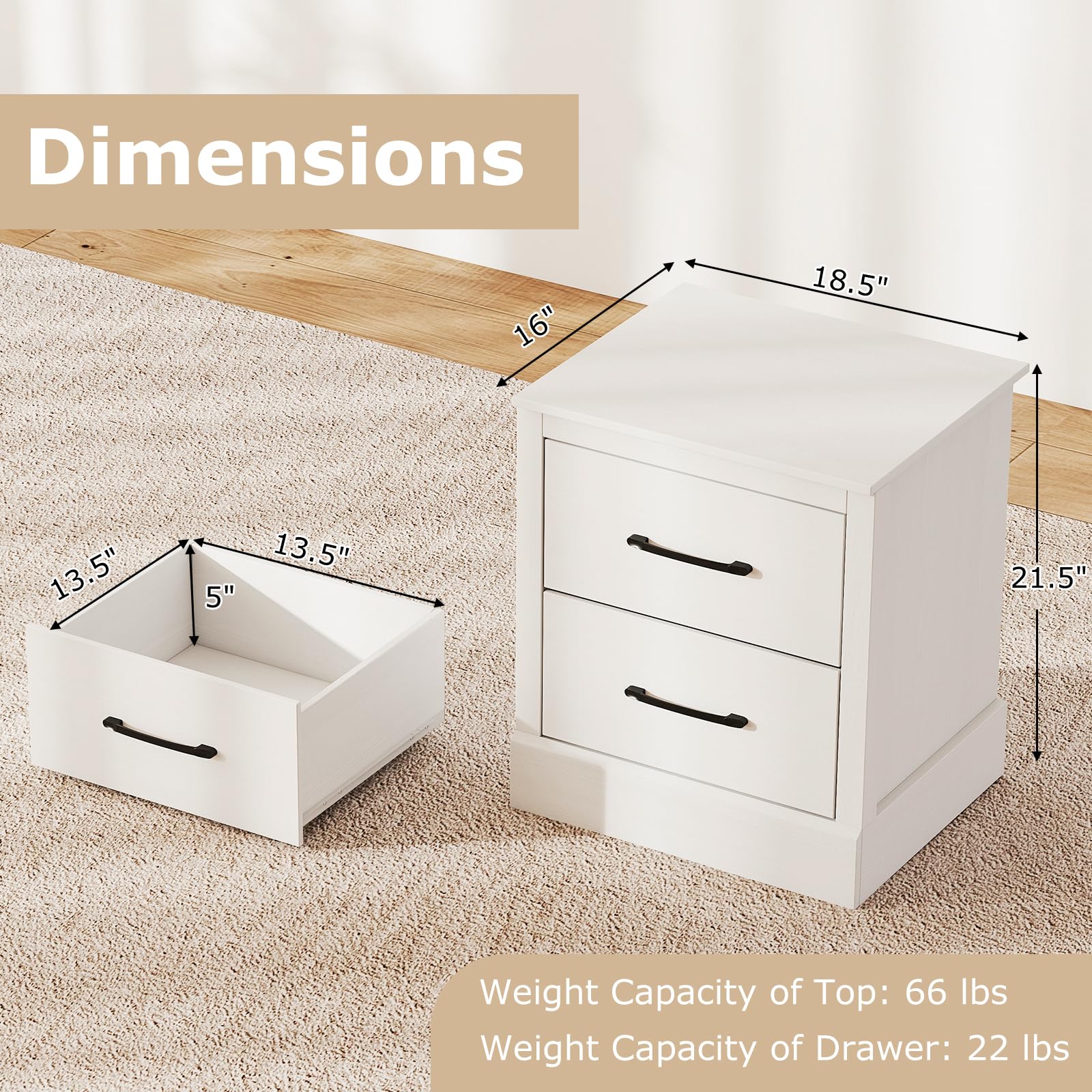KOMFOTT Farmhouse Nightstand with Drawers(1/2)