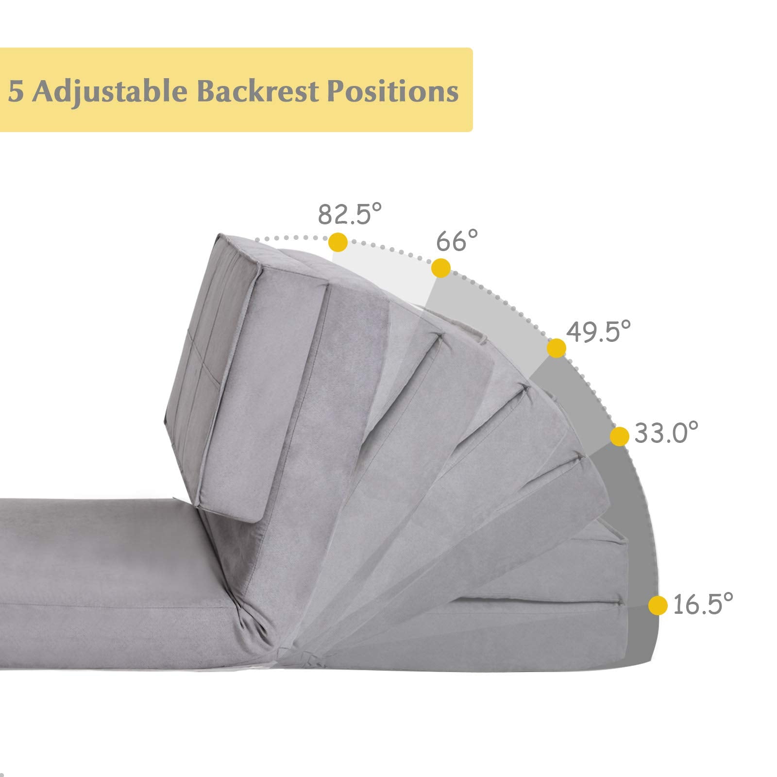 KOMFOTT 5-Position Adjustable Convertible Flip Chair, Sleeper Dorm Game Bed Couch Lounger Sofa Chair Mattress
