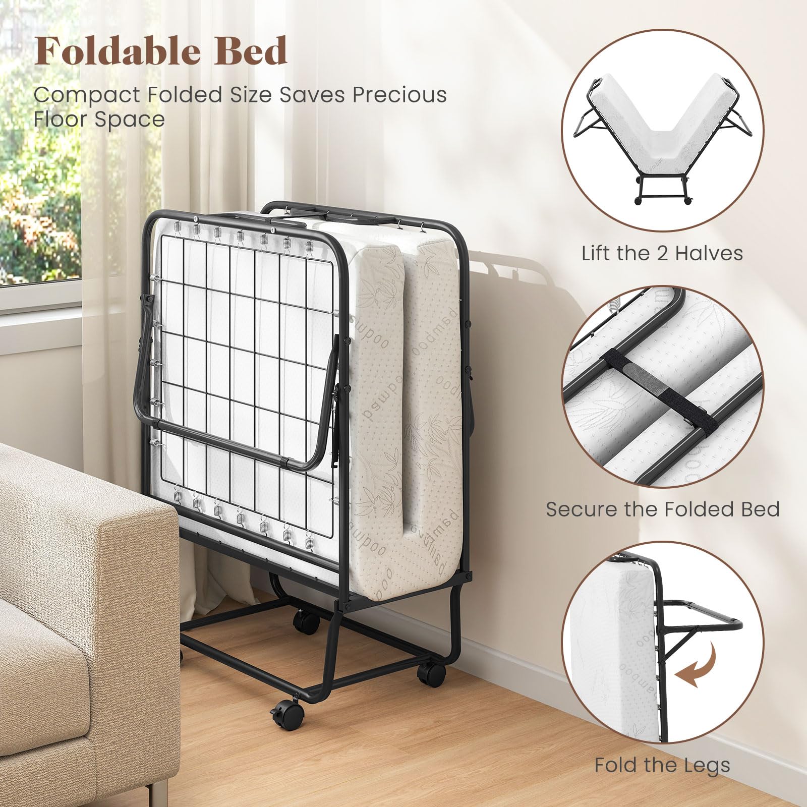 KOMFOTT Folding Bed with Mattress(Small Single)