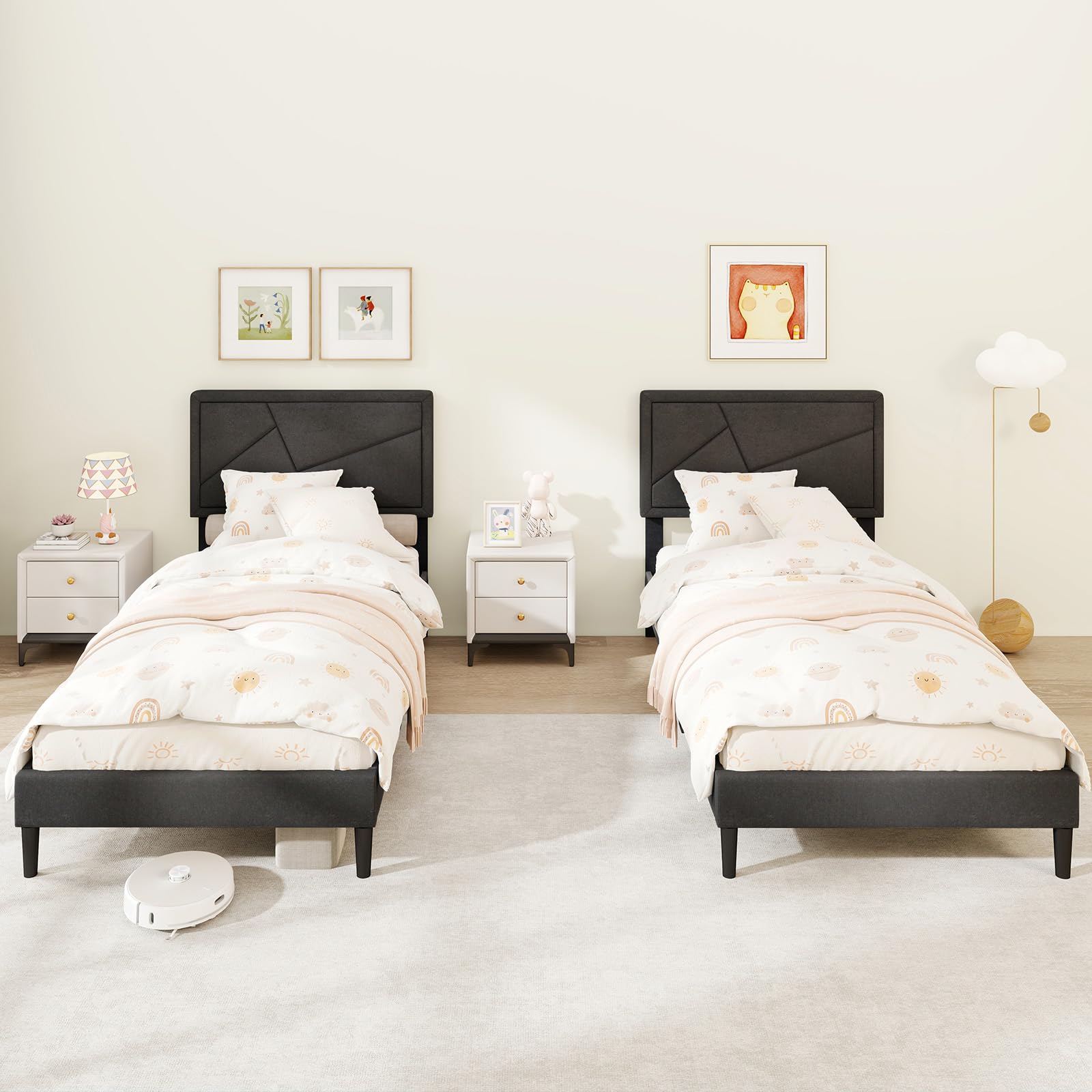 KOMFOTT Upholstered Platform Bed Frame(Modern Geometric Tufted)