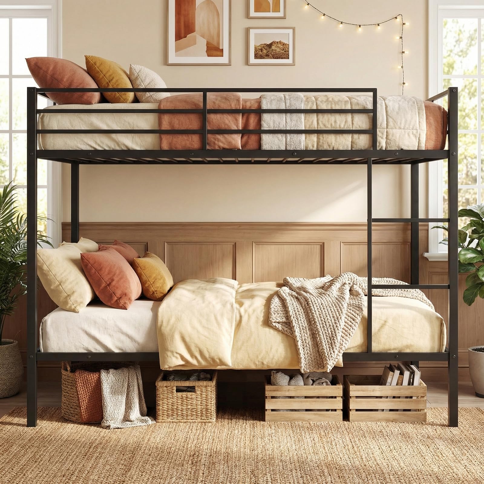 KOMFOTT Full Over Full Metal Bunk Bed, Heavy-Duty Modern Bunk Bed