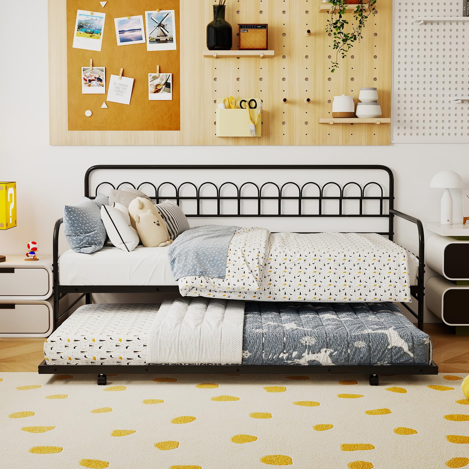 KOMFOTT Twin Metal Daybed with Trundle