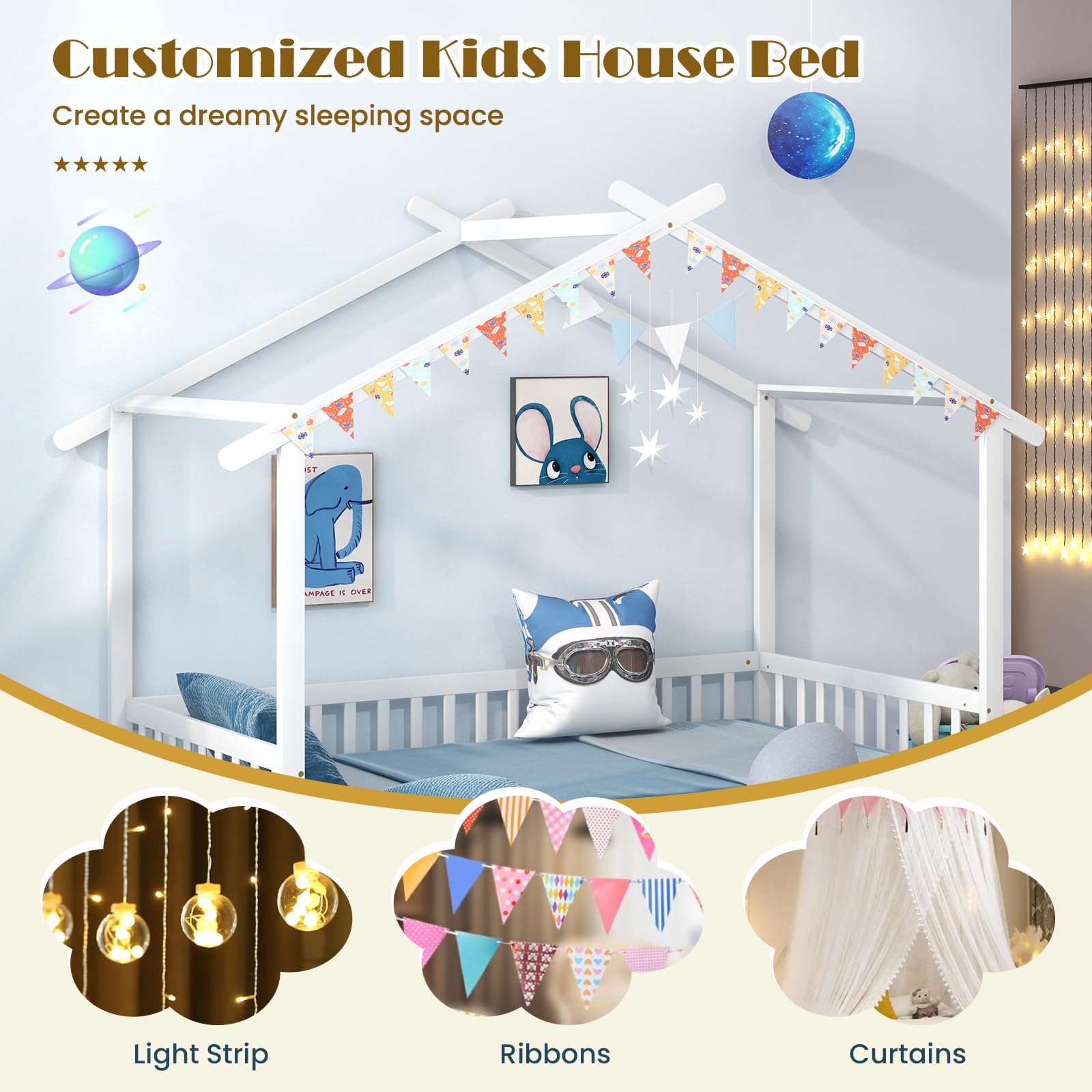 KOMFOTT Wood Extendable House Bed