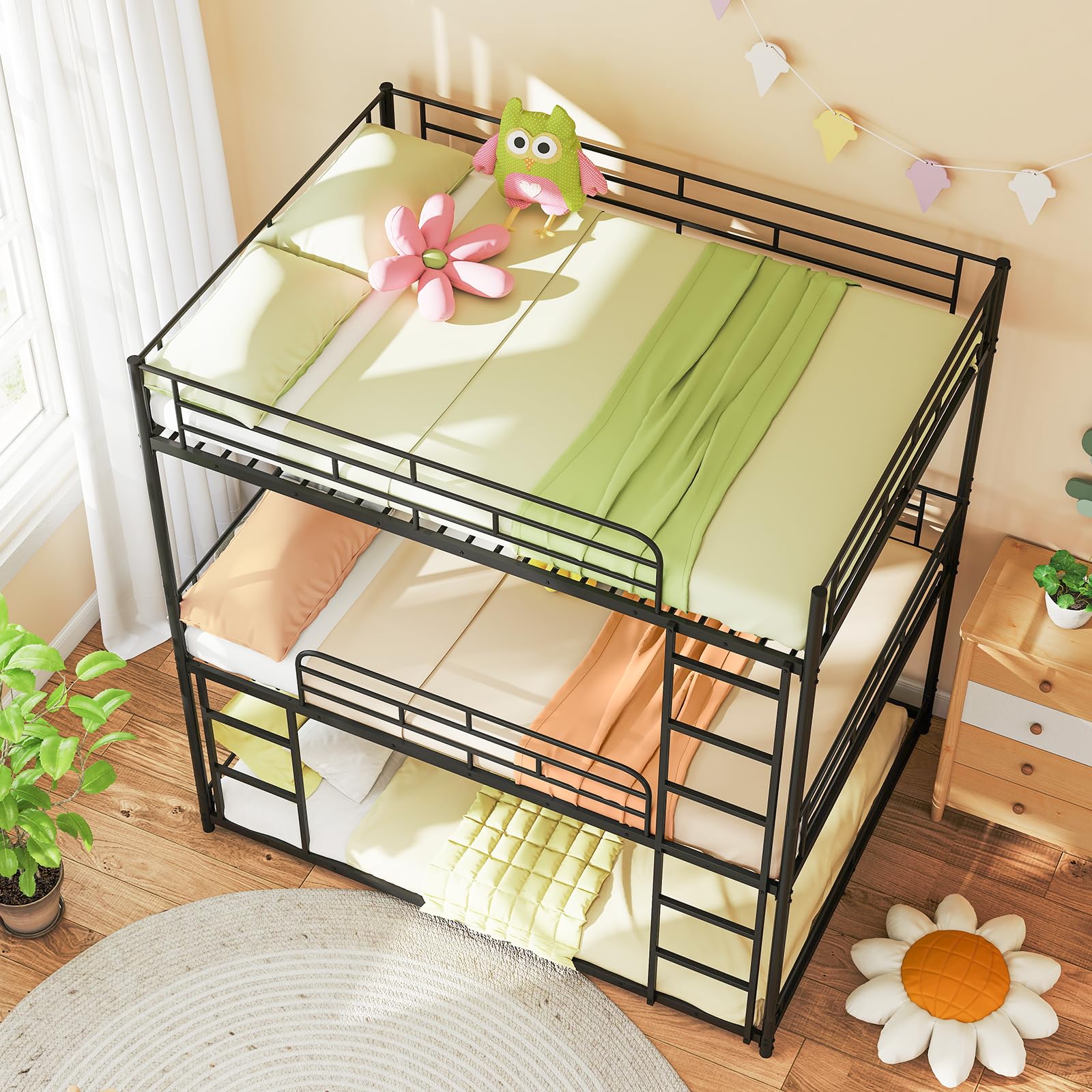 KOMFOTT Heavy-Duty Metal Triple Bunk Bed