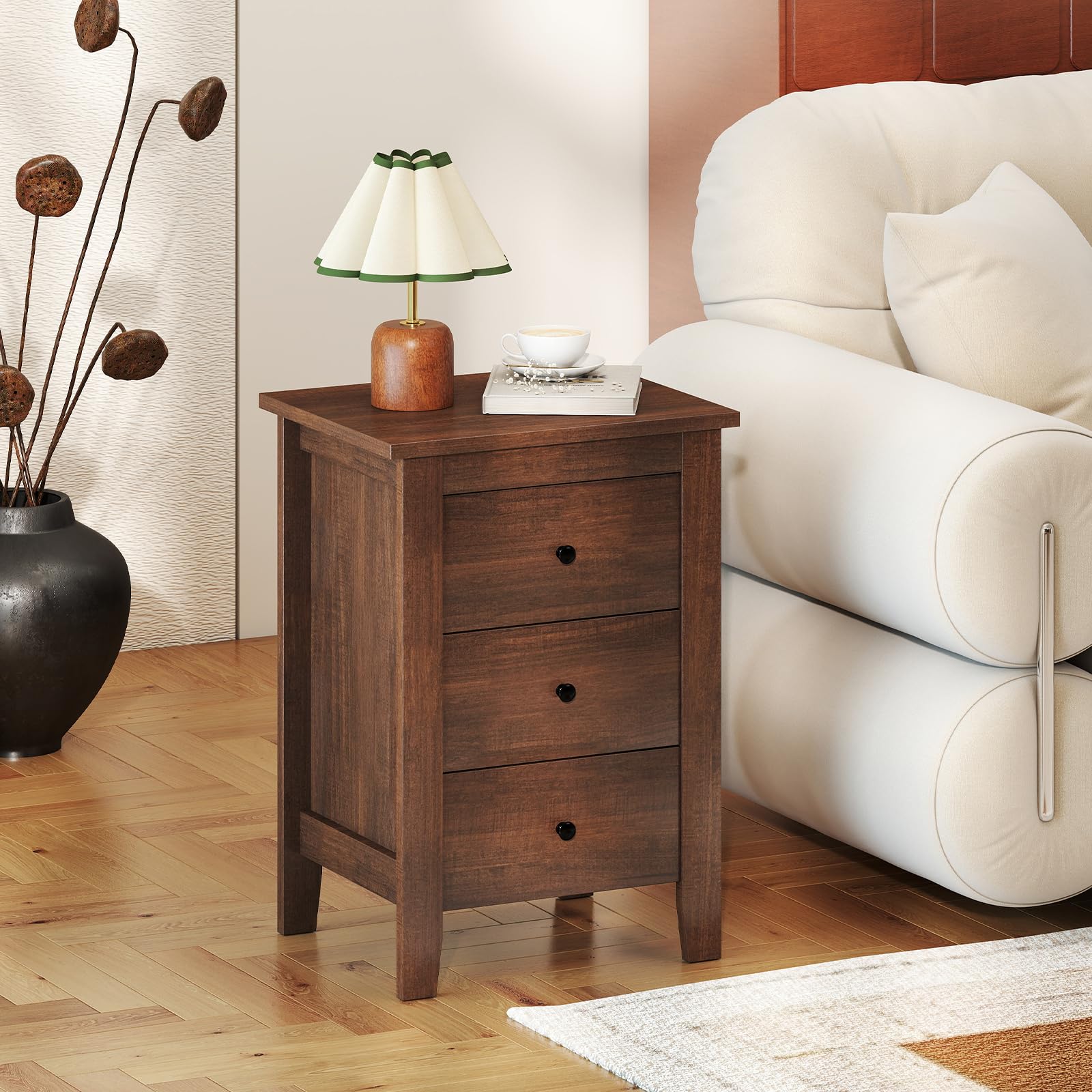 KOMFOTT 3 Drawers Nightstand Set of 1/2（18" x 14.5" x 26"）