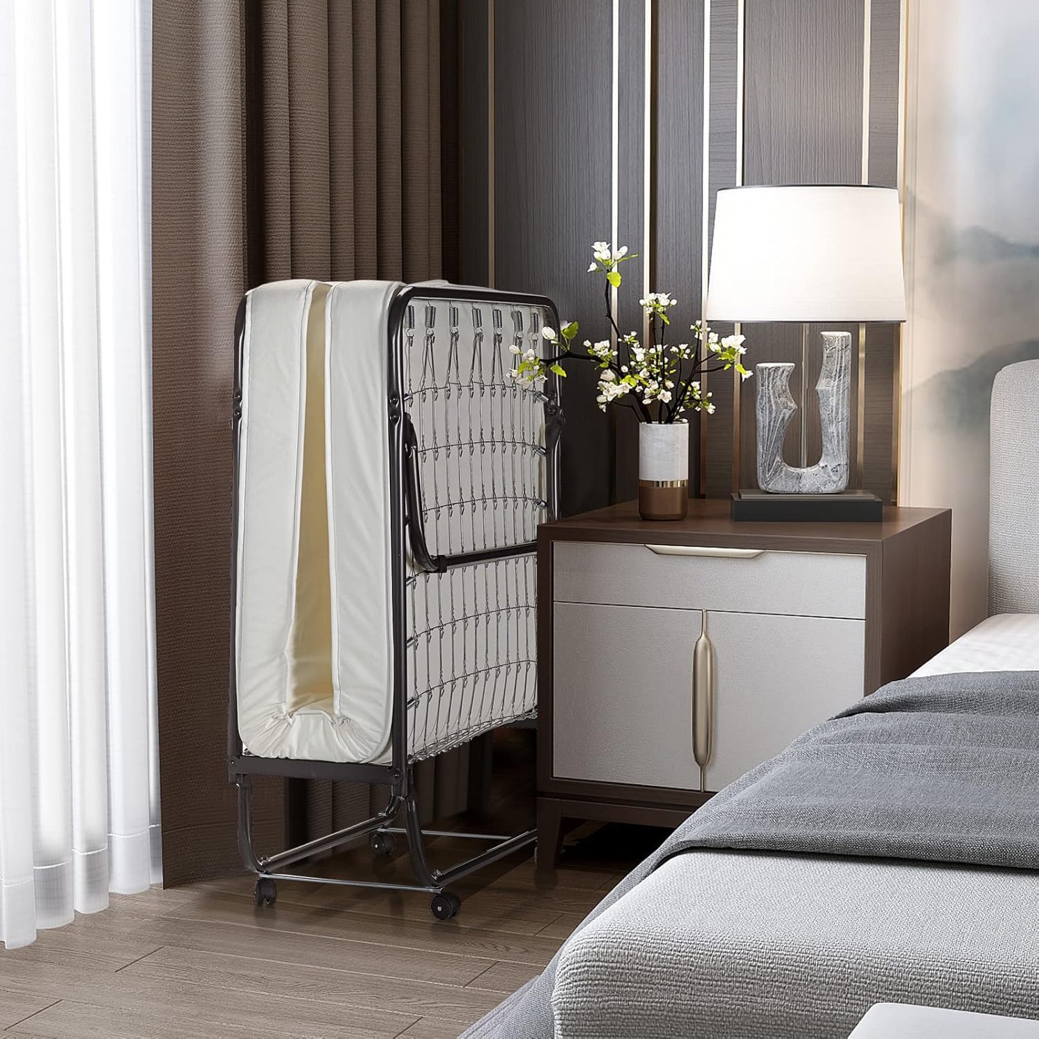 KOMFOTT Rollaway Folding Bed with 4 Inch Mattress