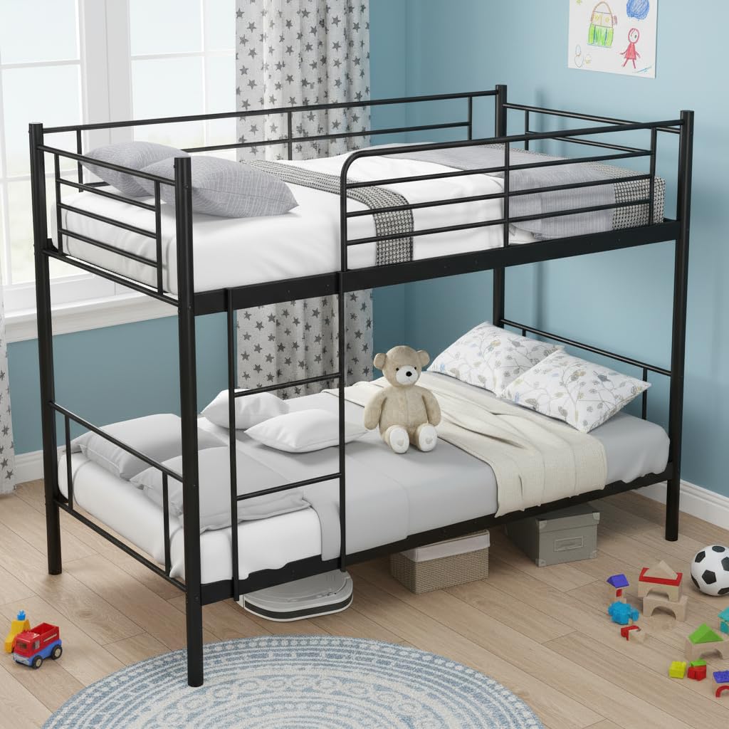 KOMFOTT Metal Twin Over Twin Bunk Bed Heavy-Duty Metal Bunk Bed Fame