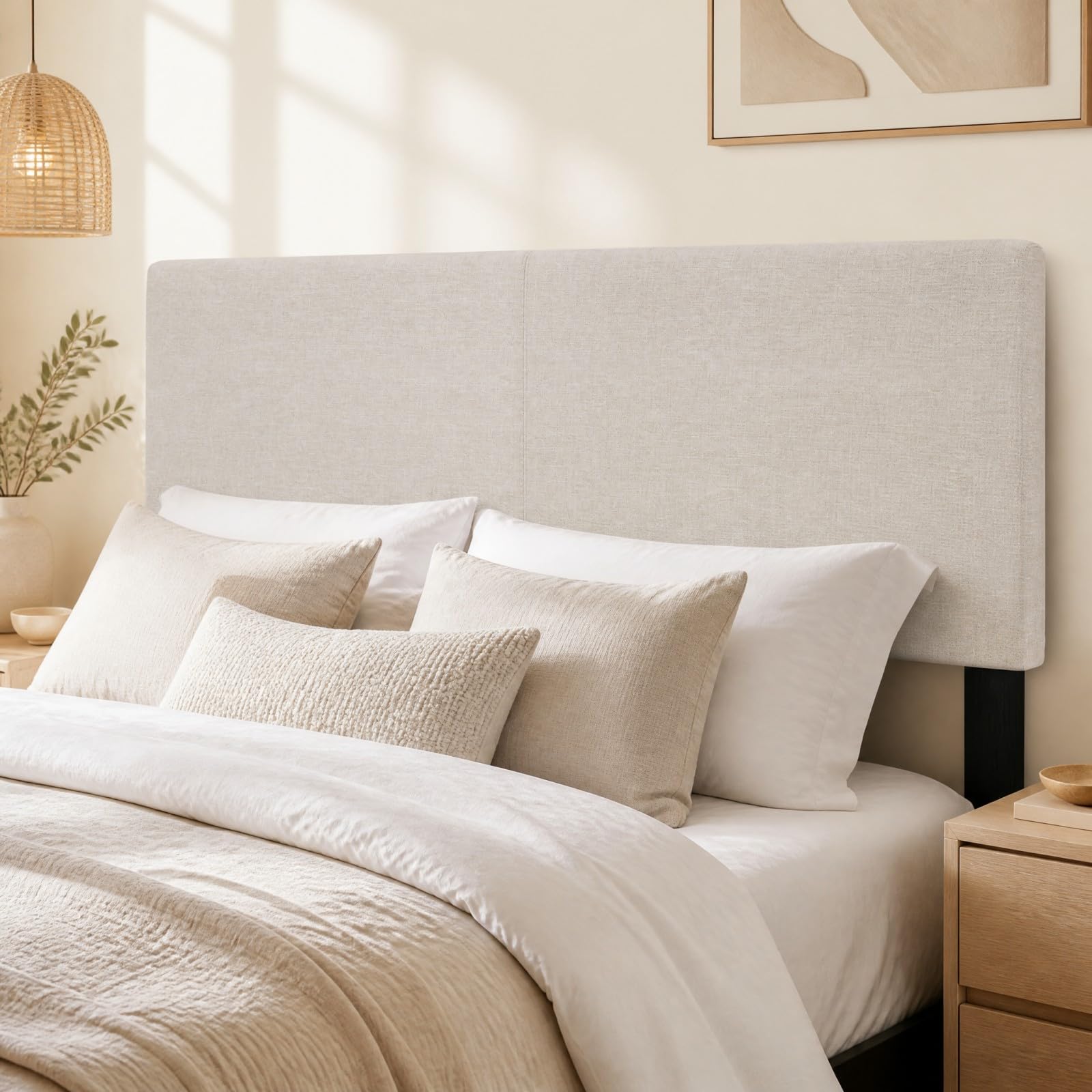 KOMFOTT Linen Upholstered Headboard for Full & Queen Size Bed Frame