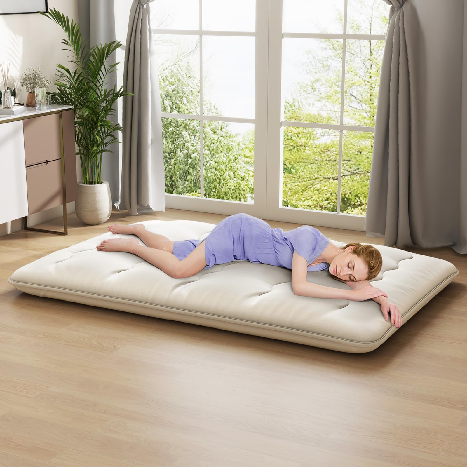 KOMFOTT Japanese Floor Mattress 4 Inch Roll up Futon Mattress