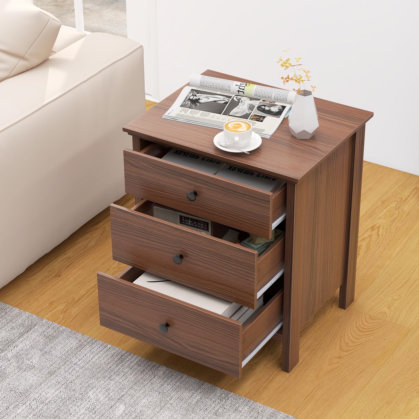 KOMFOTT 3 Drawers Nightstand Set of 1/2