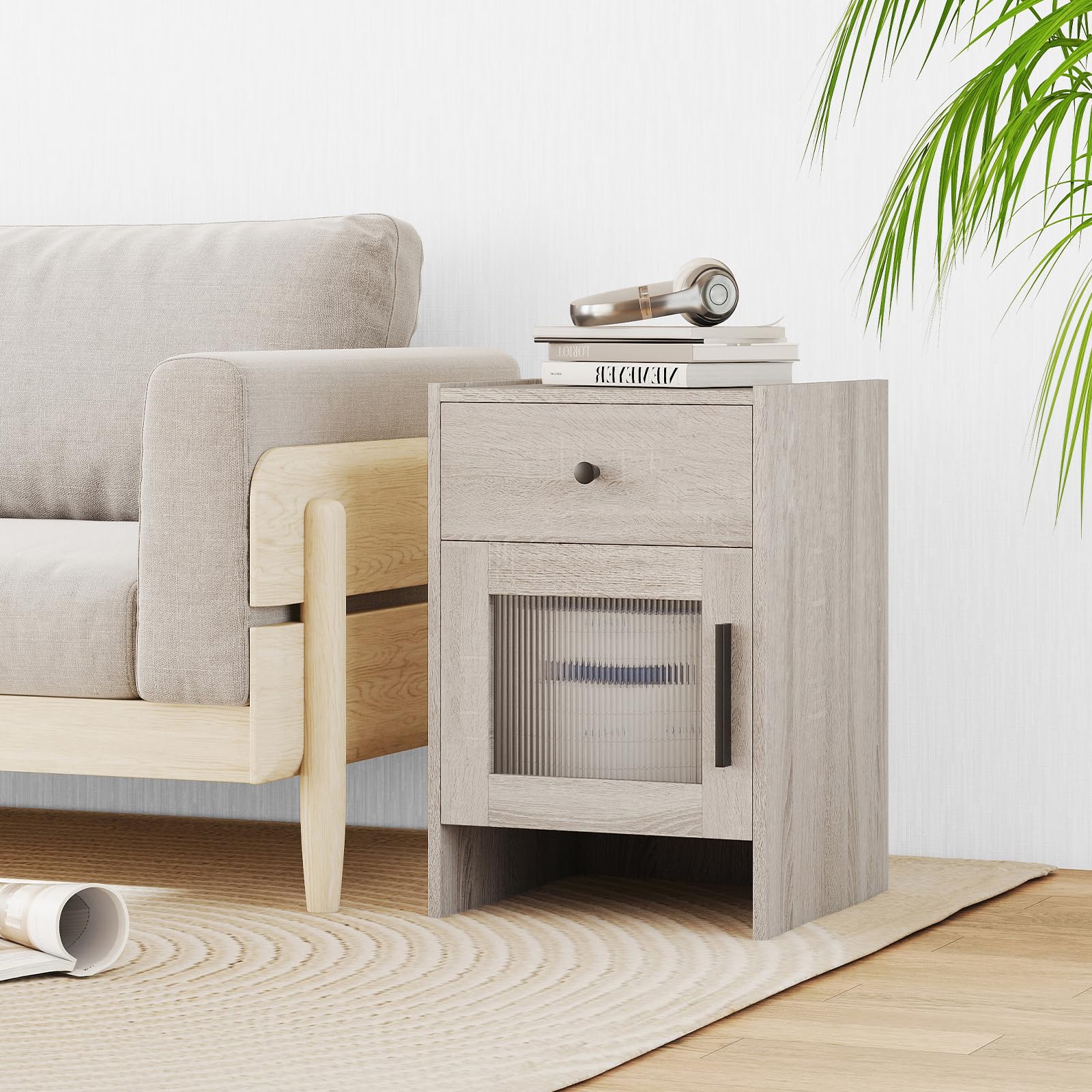 KOMFOTT Nightstand with Drawer & Cabinet(1/2)