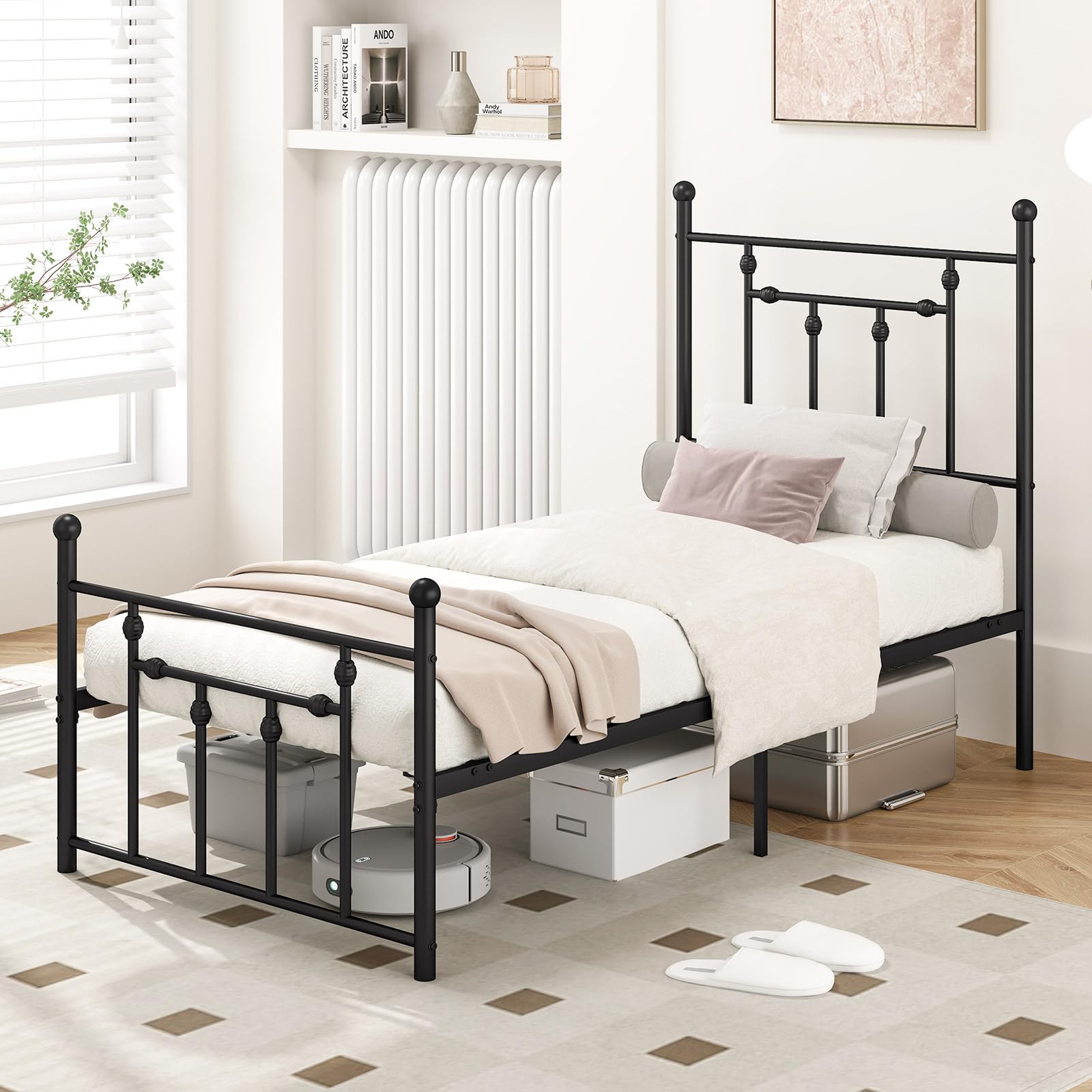 KOMFOTT  Metal Bed Frame with Footboard &Headboard