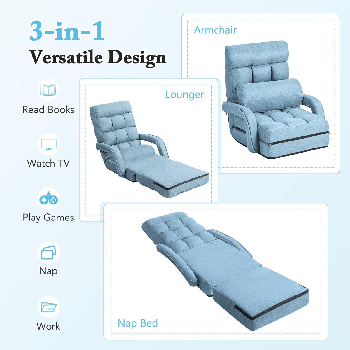 KOMFOTT Foldable Floor Lazy Sofa Chair