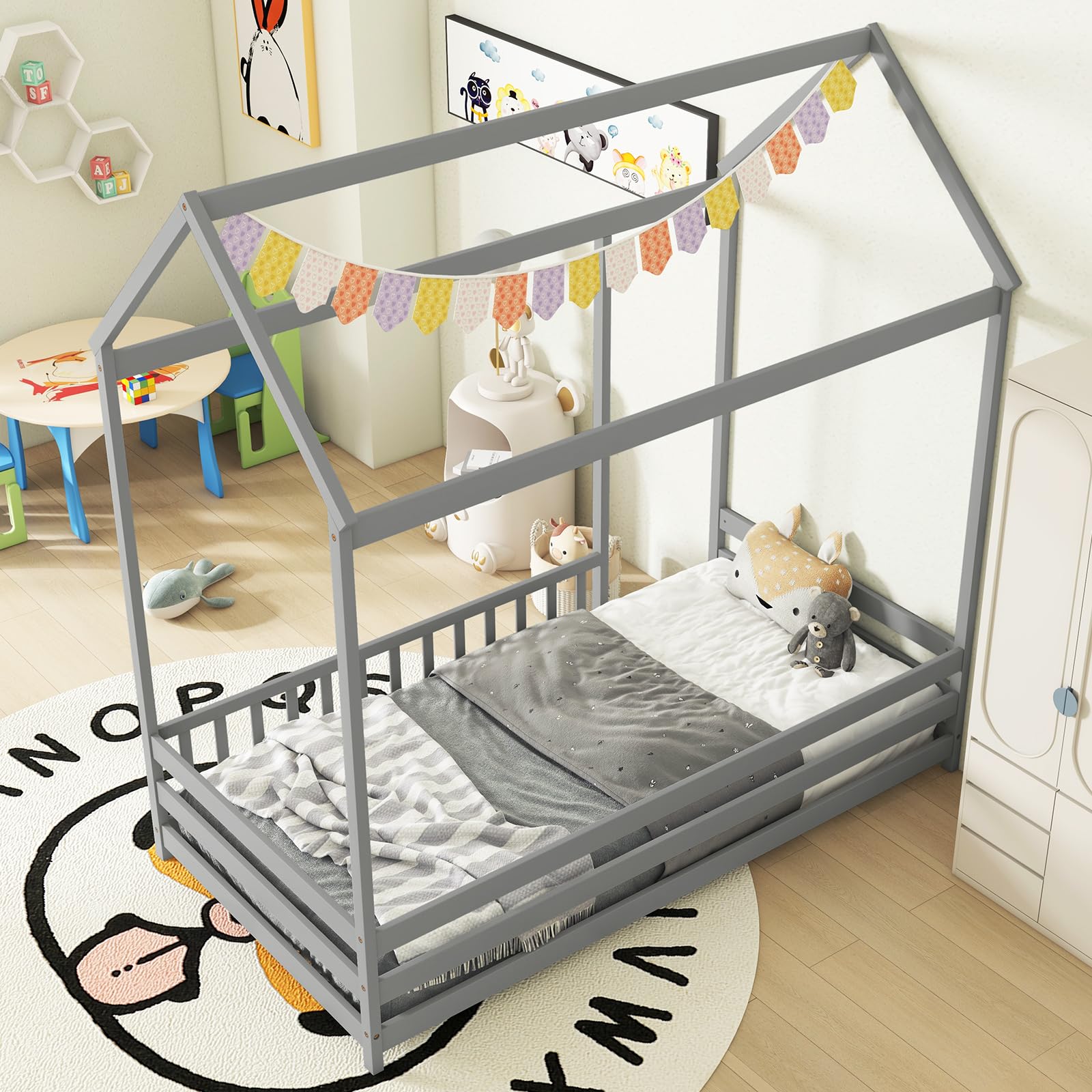 KOMFOTT Twin Size Floor House Bed