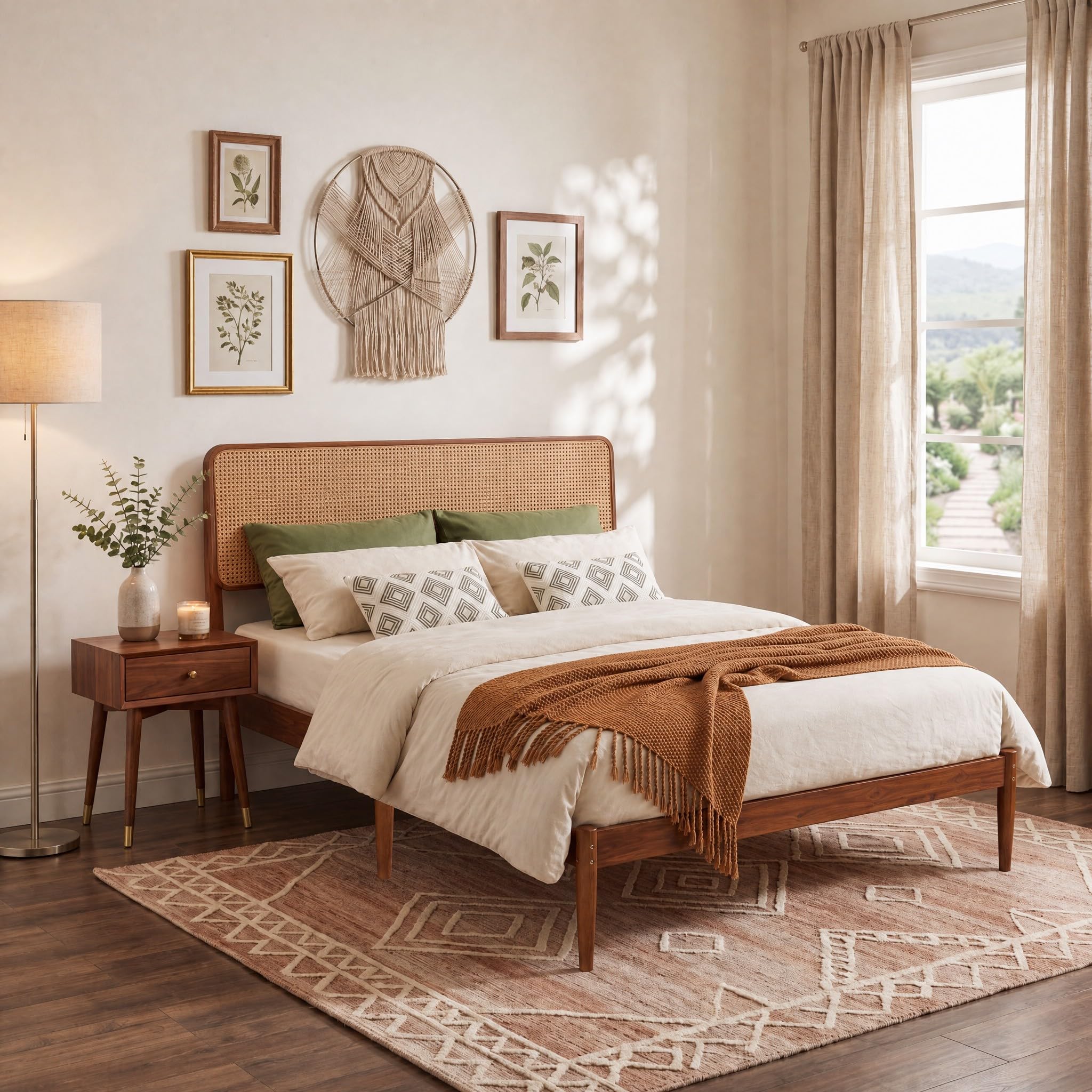 KOMFOTT Queen/Full/Twin Size Bed Frame Wood Platform Bed