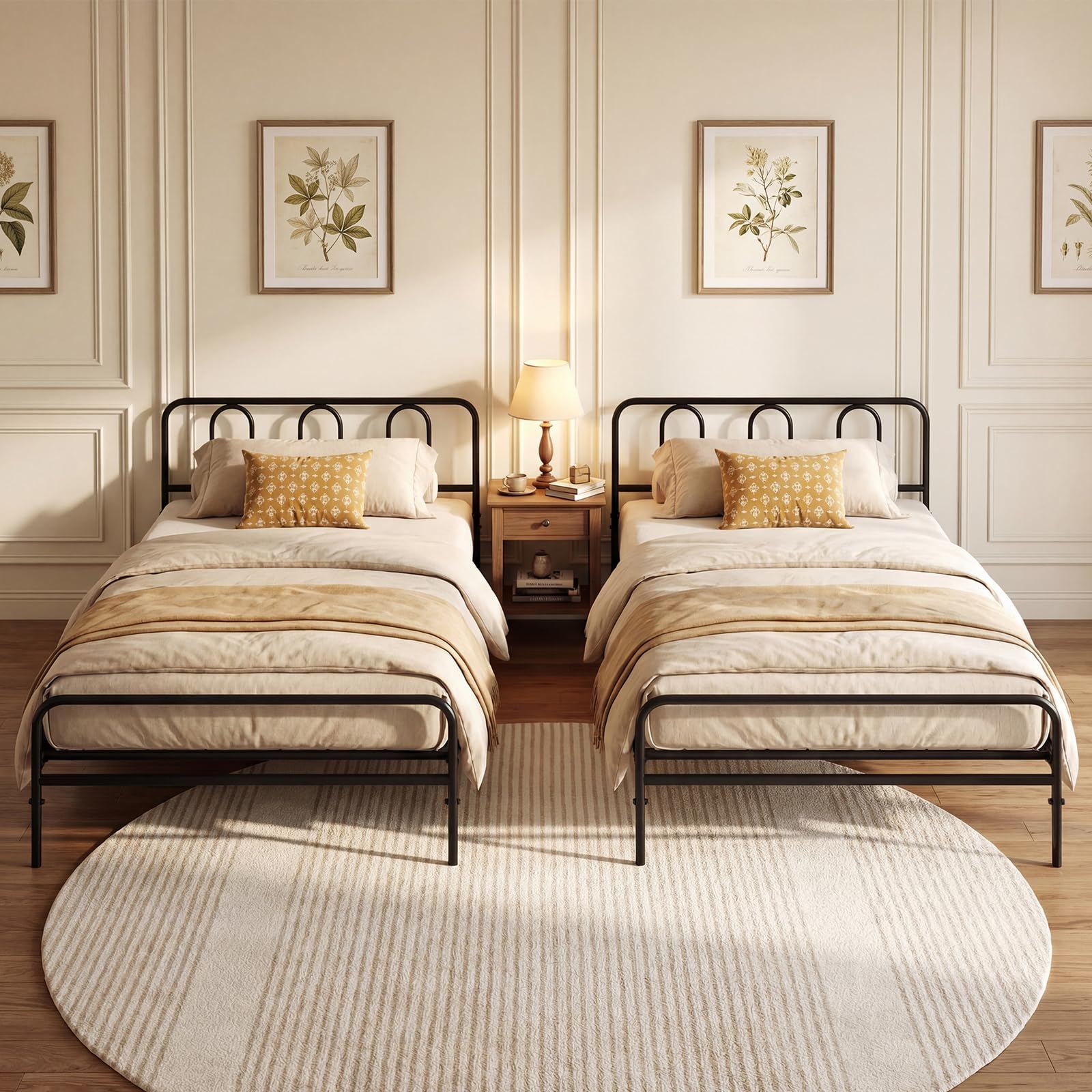KOMFOTT Twin Foldable Bed Frame, Heavy Duty Metal Platform Bed