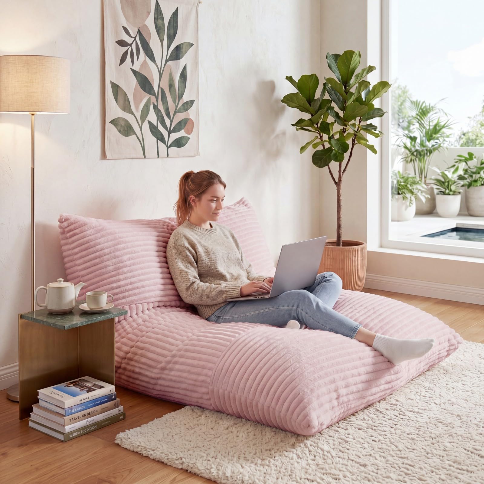 KOMFOTT Convertible Bean Bag Chair & Floor Sofa Bed for Adults