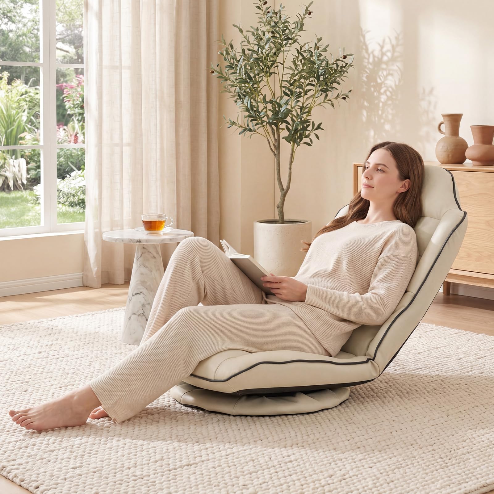 KOMFOTT 360° Swivel Floor Gaming Chair with Adjustable Backrest