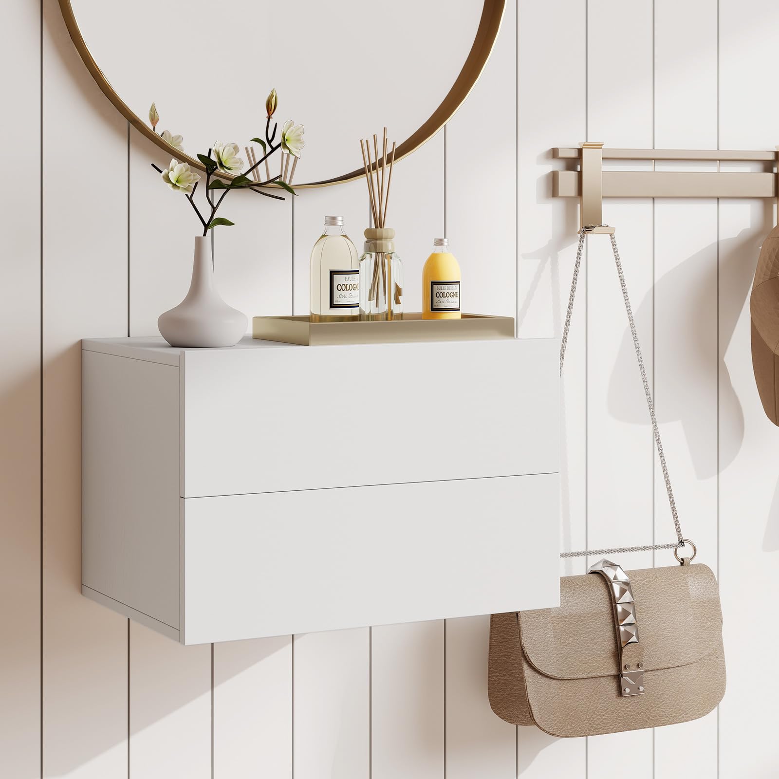 KOMFOTT Floating Nightstand Wall Mounted Night Stand(16.5" x 12" x 11.5",1/2)