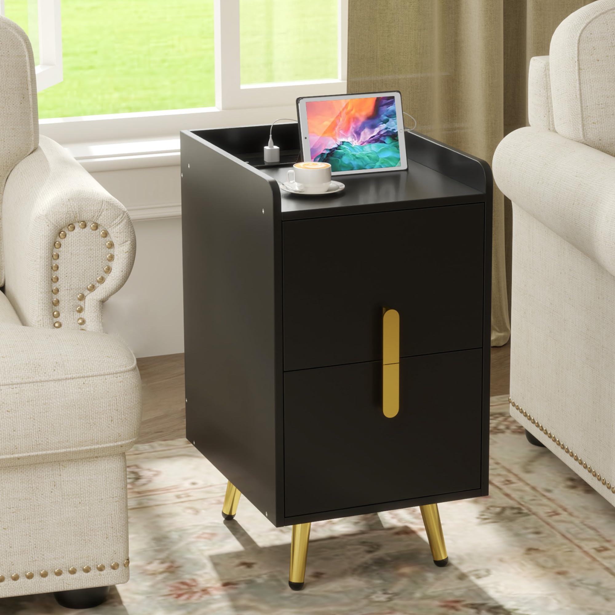 KOMFOTT Nightstand with Charging Station