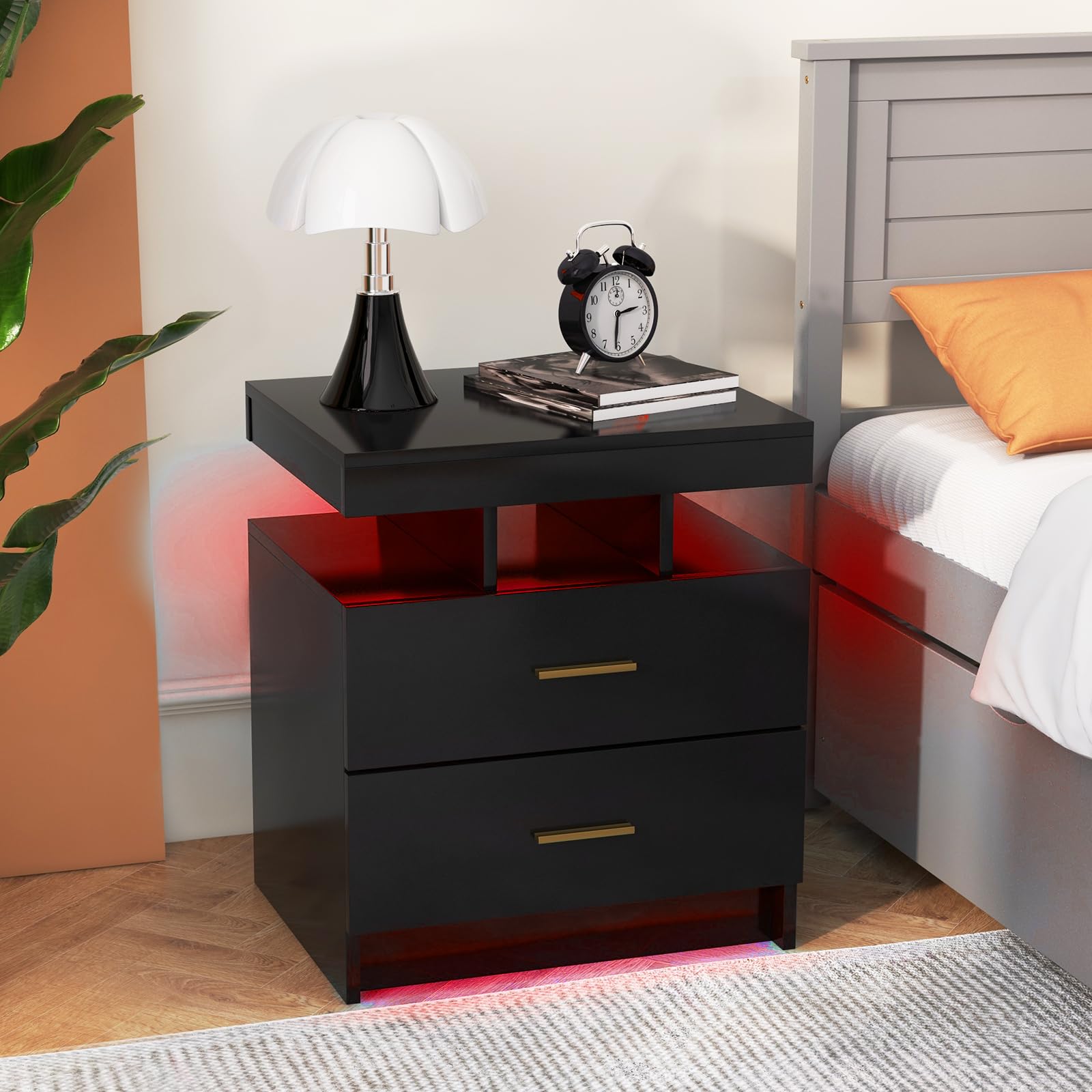 KOMFOTT Modern Nightstand with LED Lights（1/2）