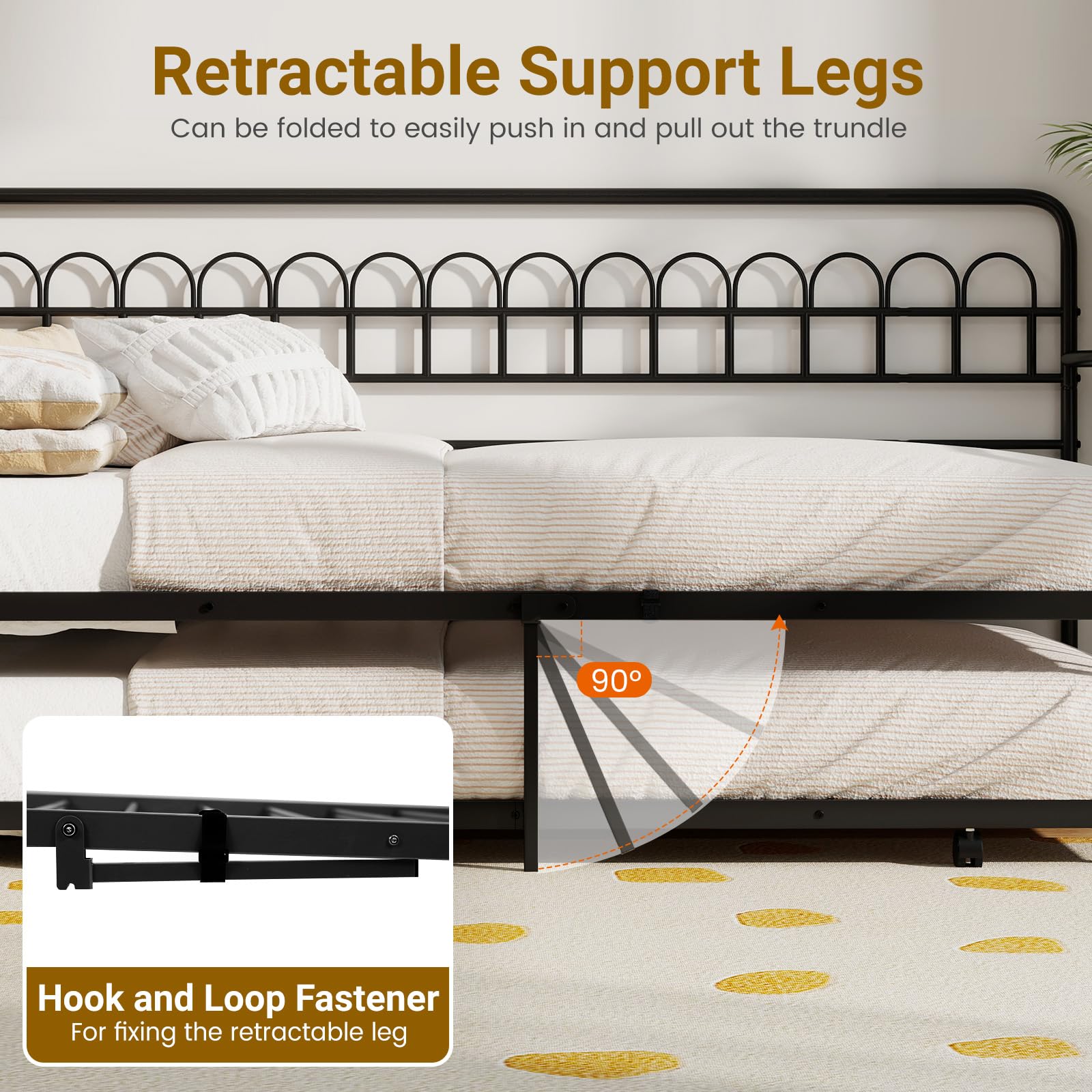KOMFOTT Twin Metal Daybed with Trundle