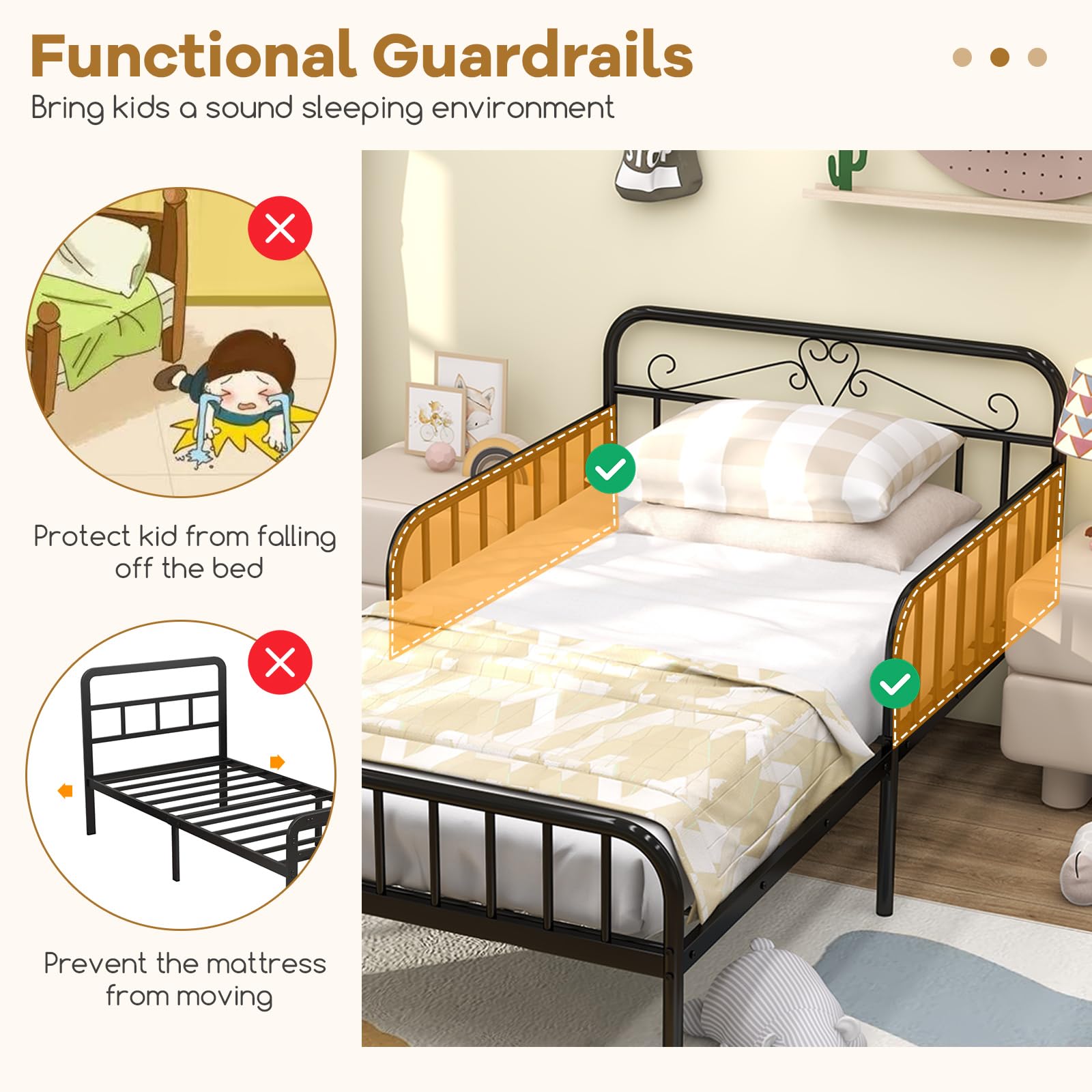 KOMFOTT Twin Bed Frame with Rails