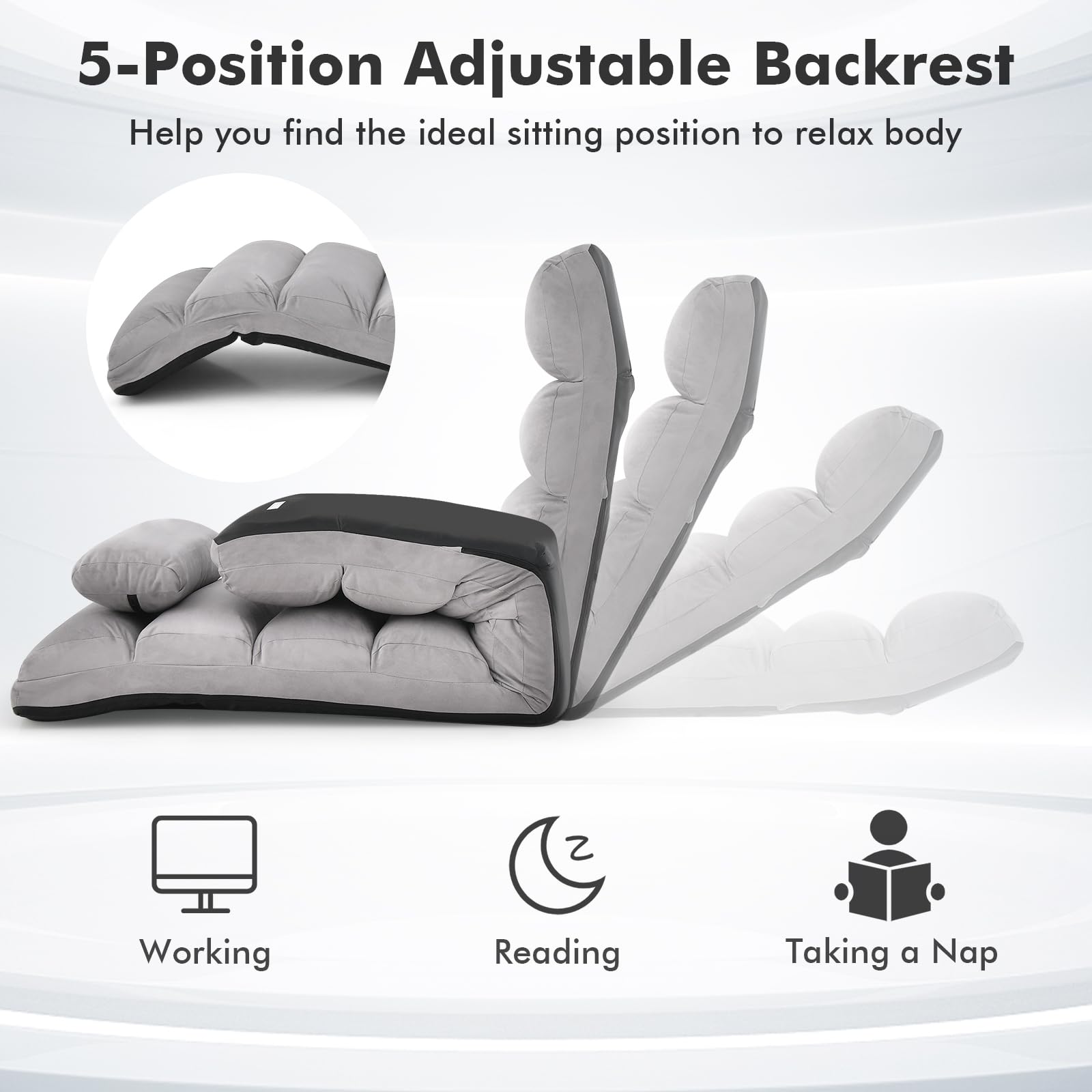 KOMFOTT Foldable Floor Lazy Sofa with Pillow Indoor Chaise Lounger