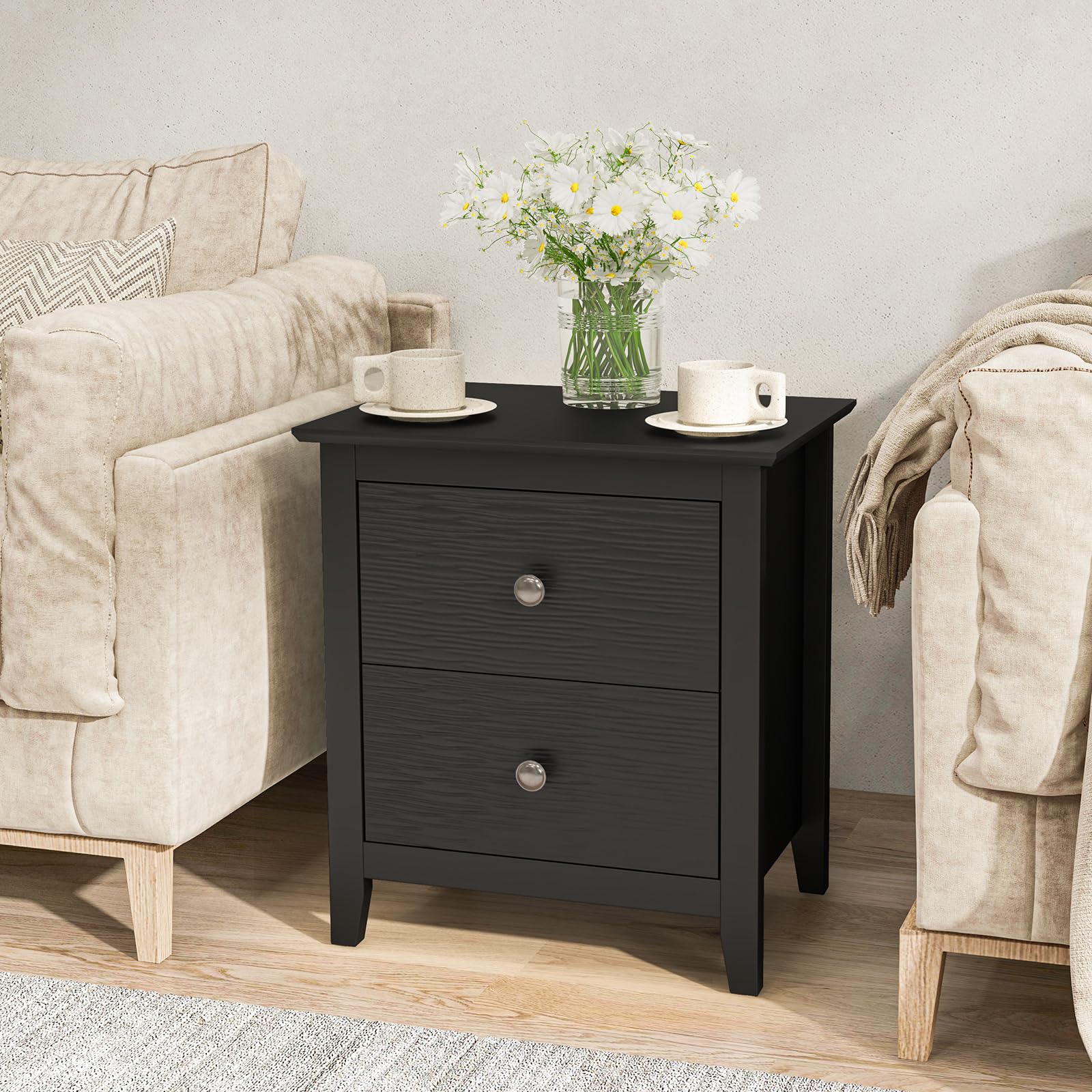 KOMFOTT 2 Drawers Nightstand Set of 1/2（20" x 14.5" x 22"）